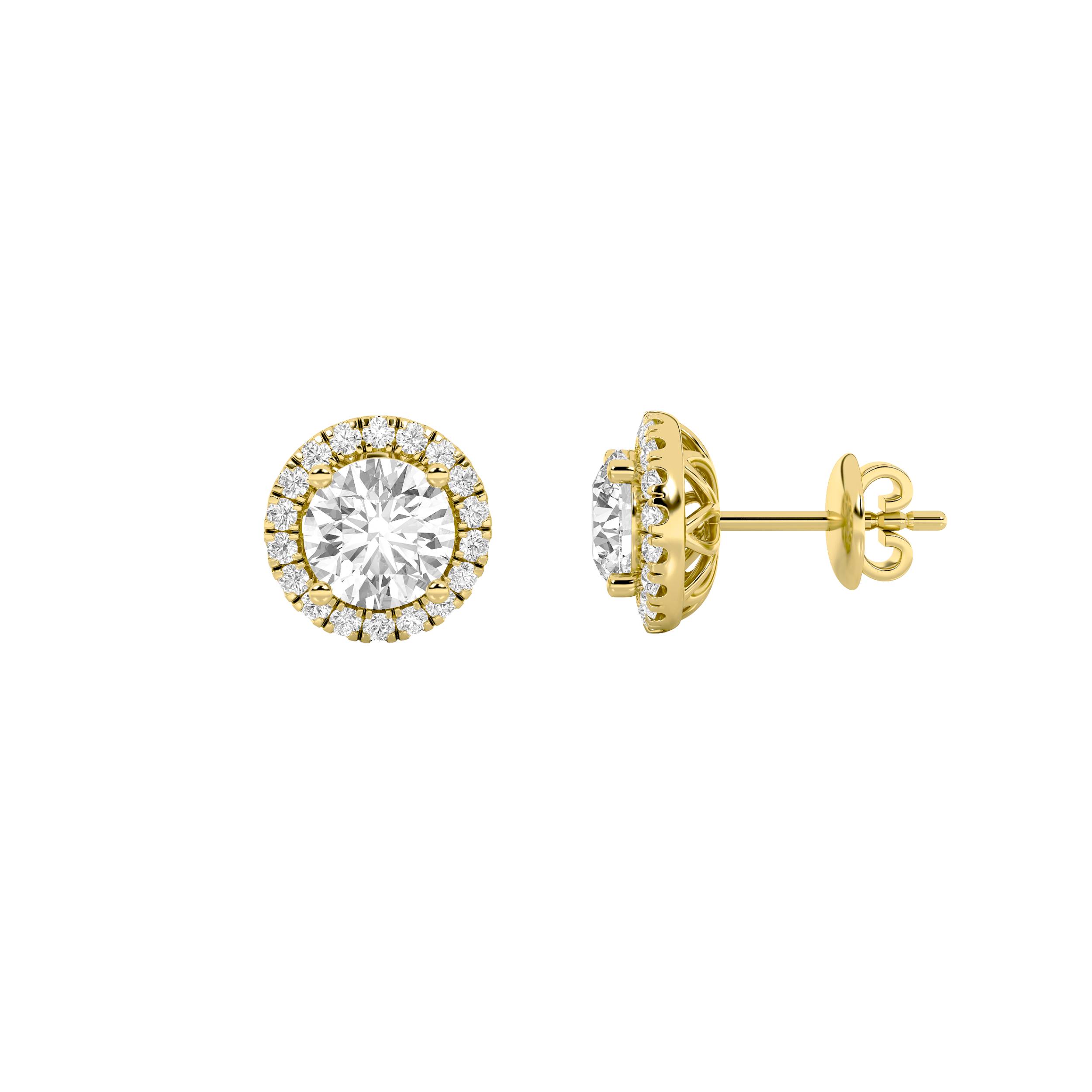 3.00 CT Round Diamond Earring in 14K Yellow Gold