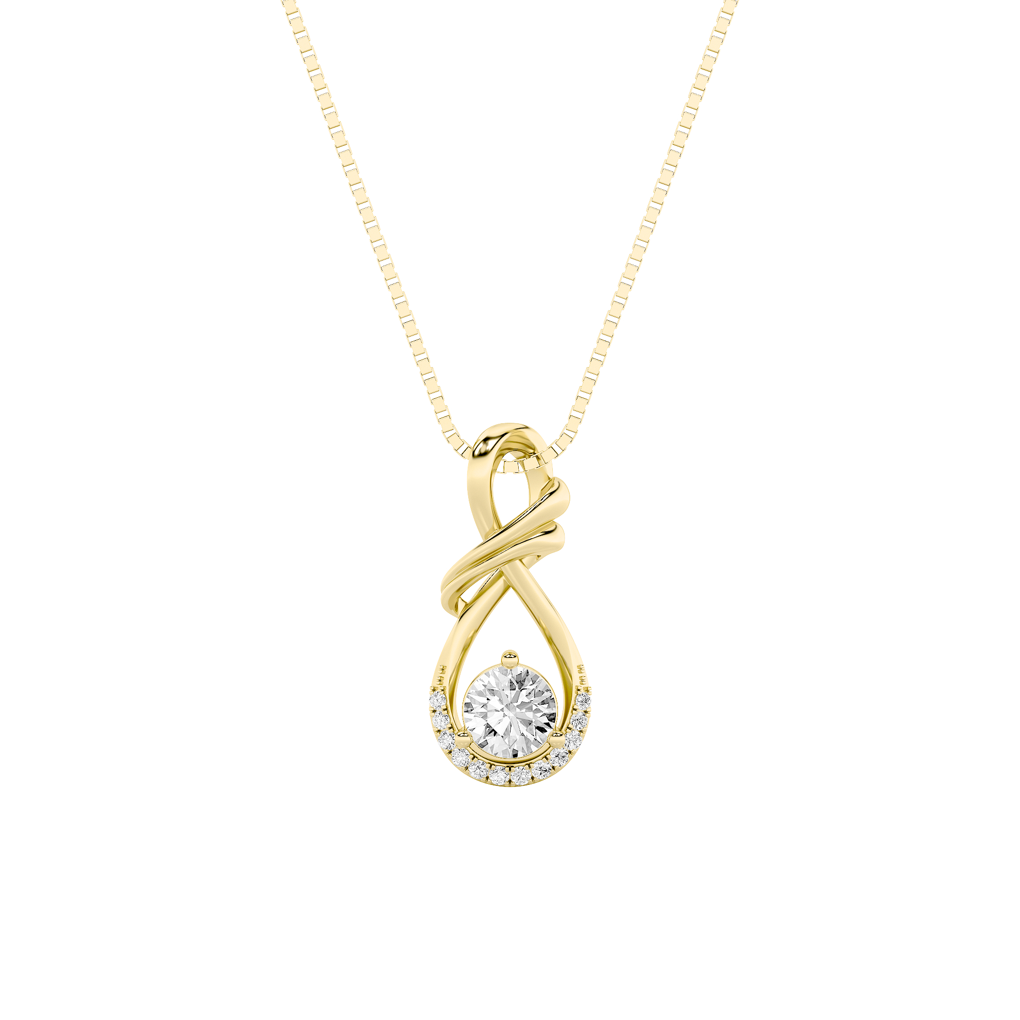 1.00 CT Round Diamond Necklace in 14K Yellow Gold