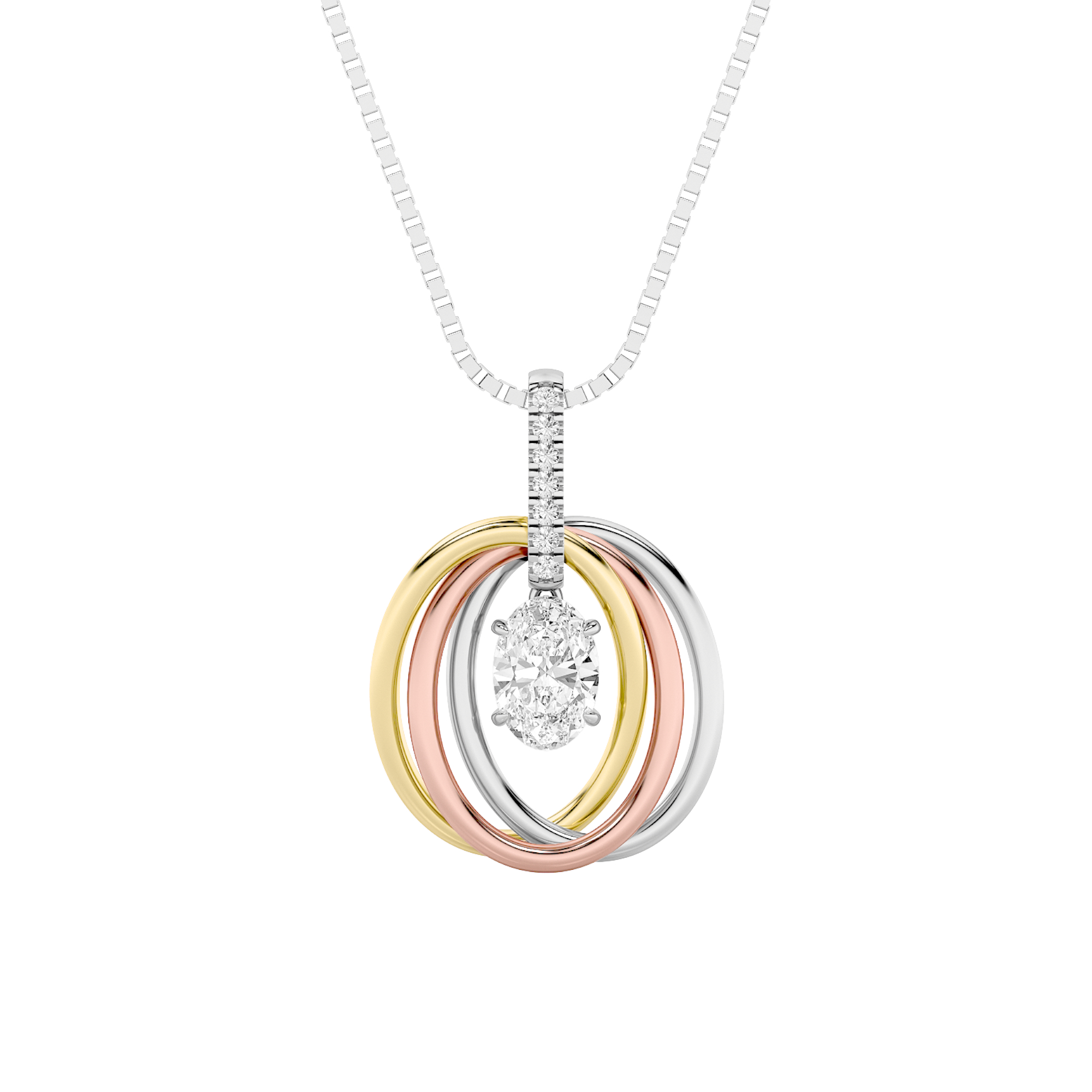 1.50 CT Oval Diamond Necklace in 14K White Gold|14K Rose Gold|14K Yellow Gold