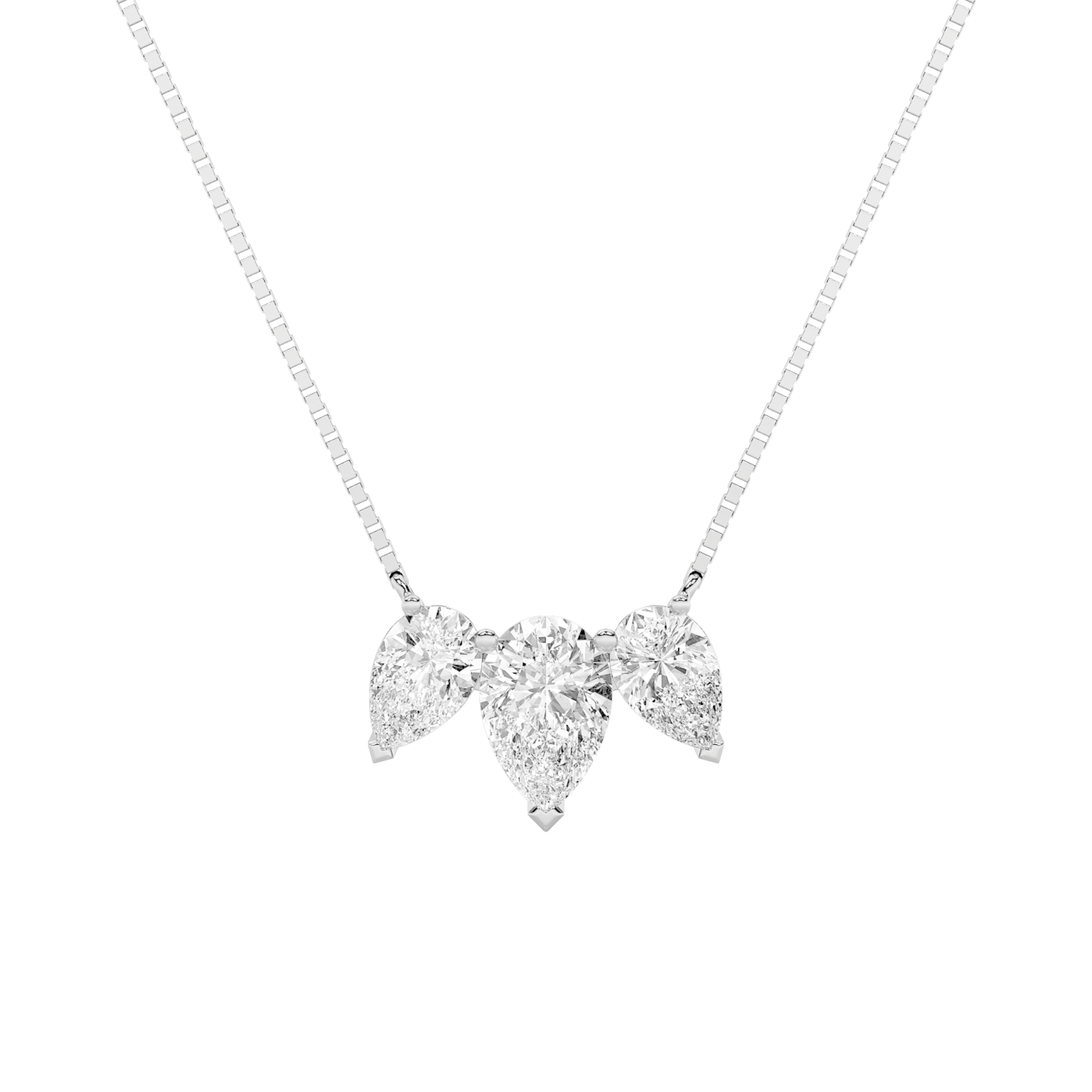 3.00 CT Pear Diamond Necklace in 14K White Gold