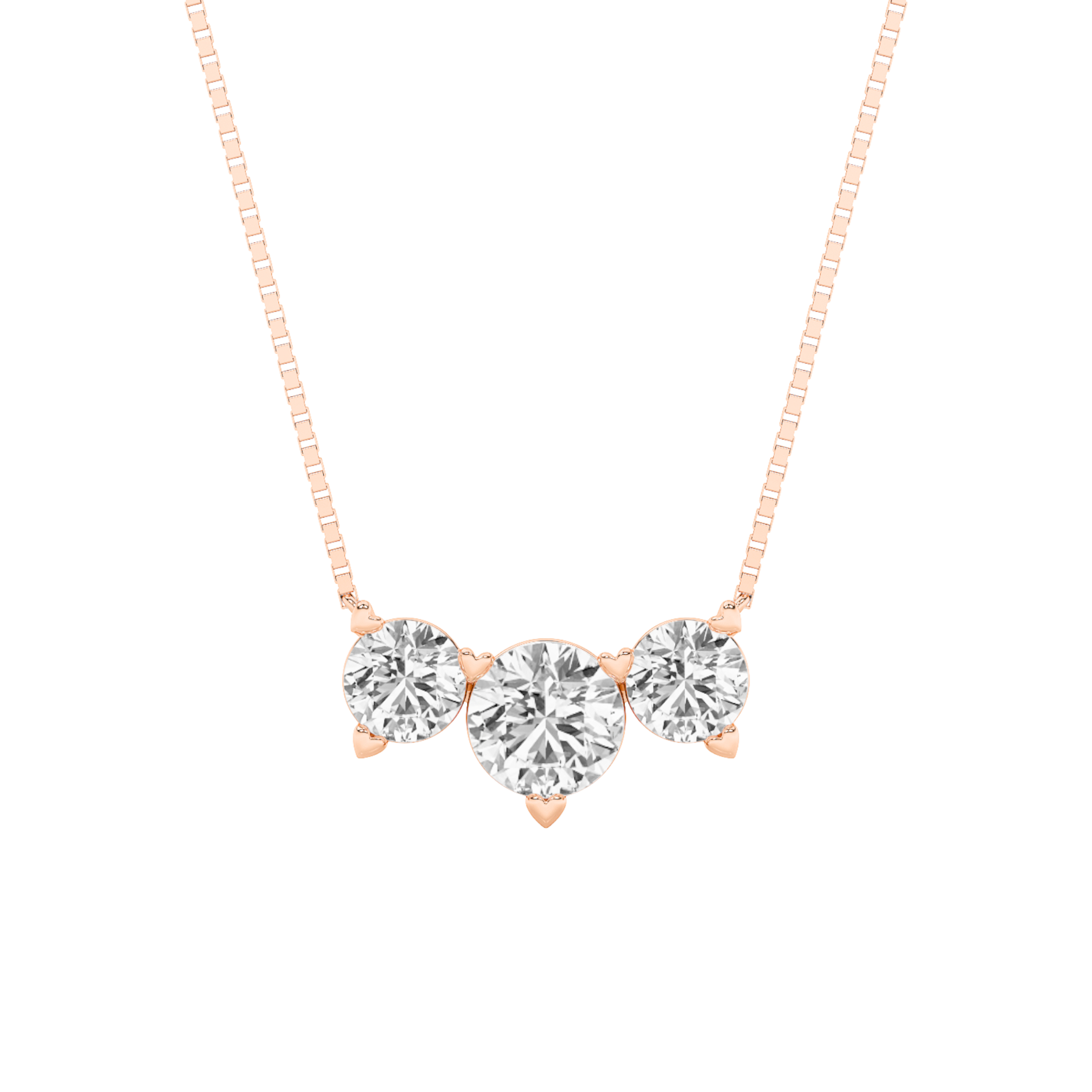 2.00 CT Round Diamond Necklace in 14K Rose Gold