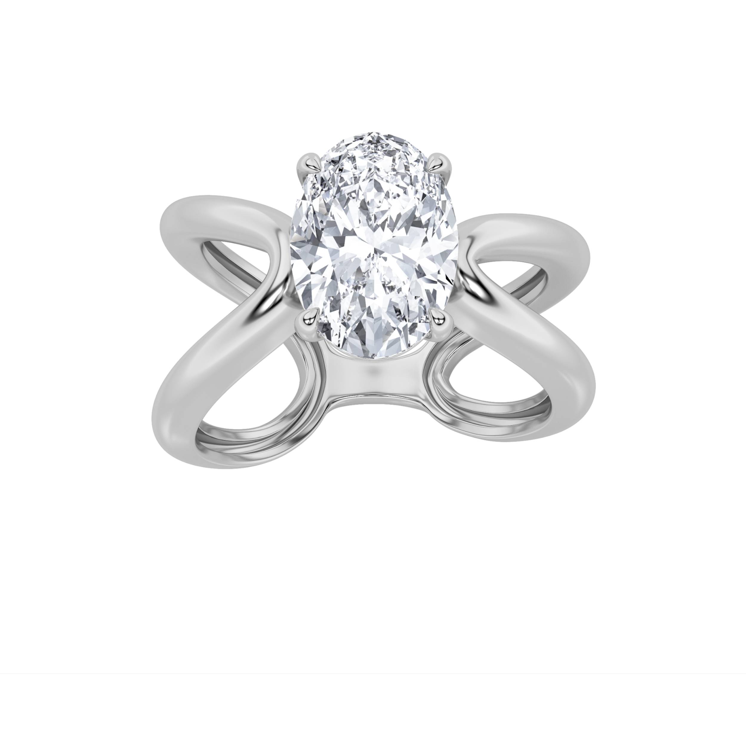 2.00 CT Oval Diamond Ring in 14K White Gold
