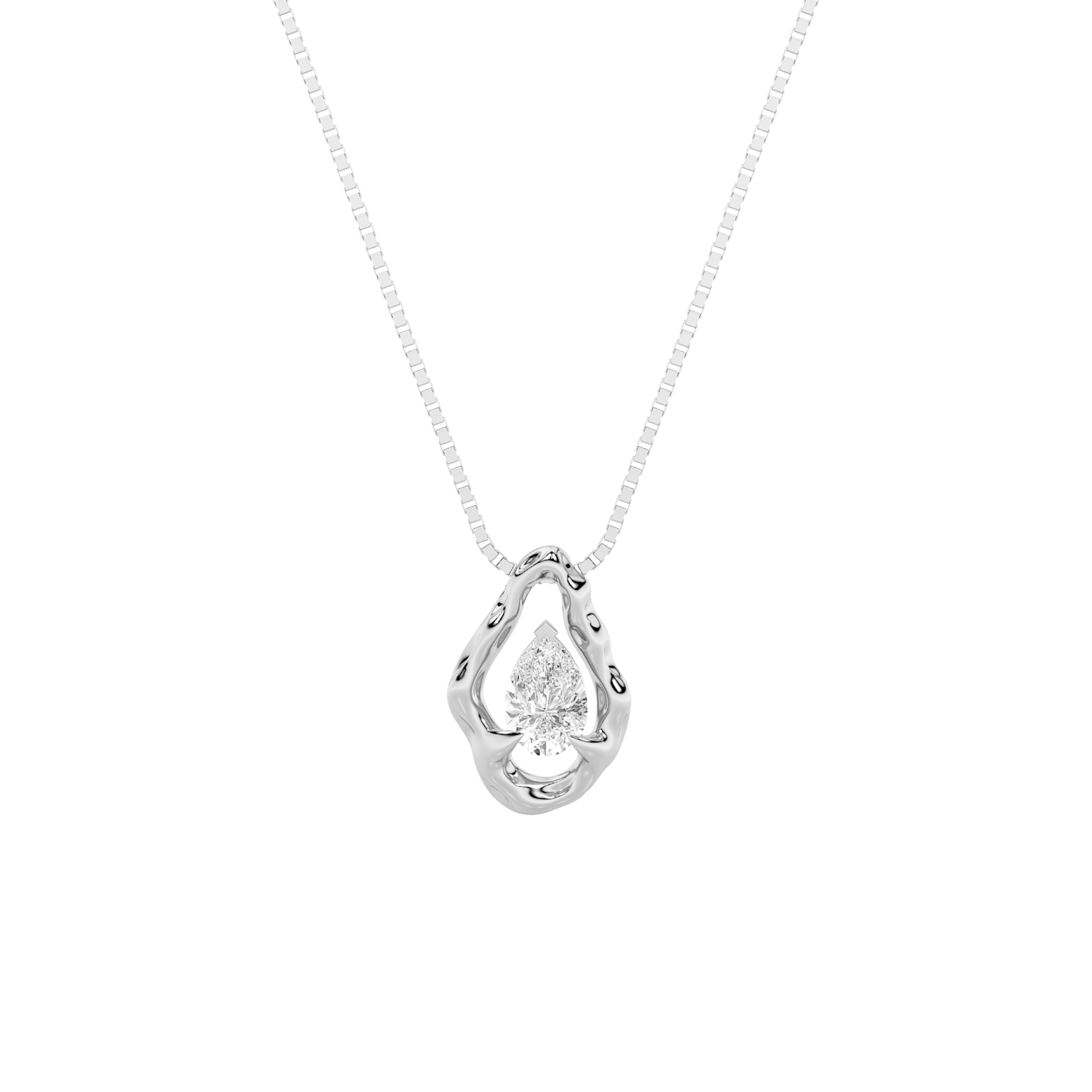 1.00 CT Pear Diamond Necklace in 14K White Gold