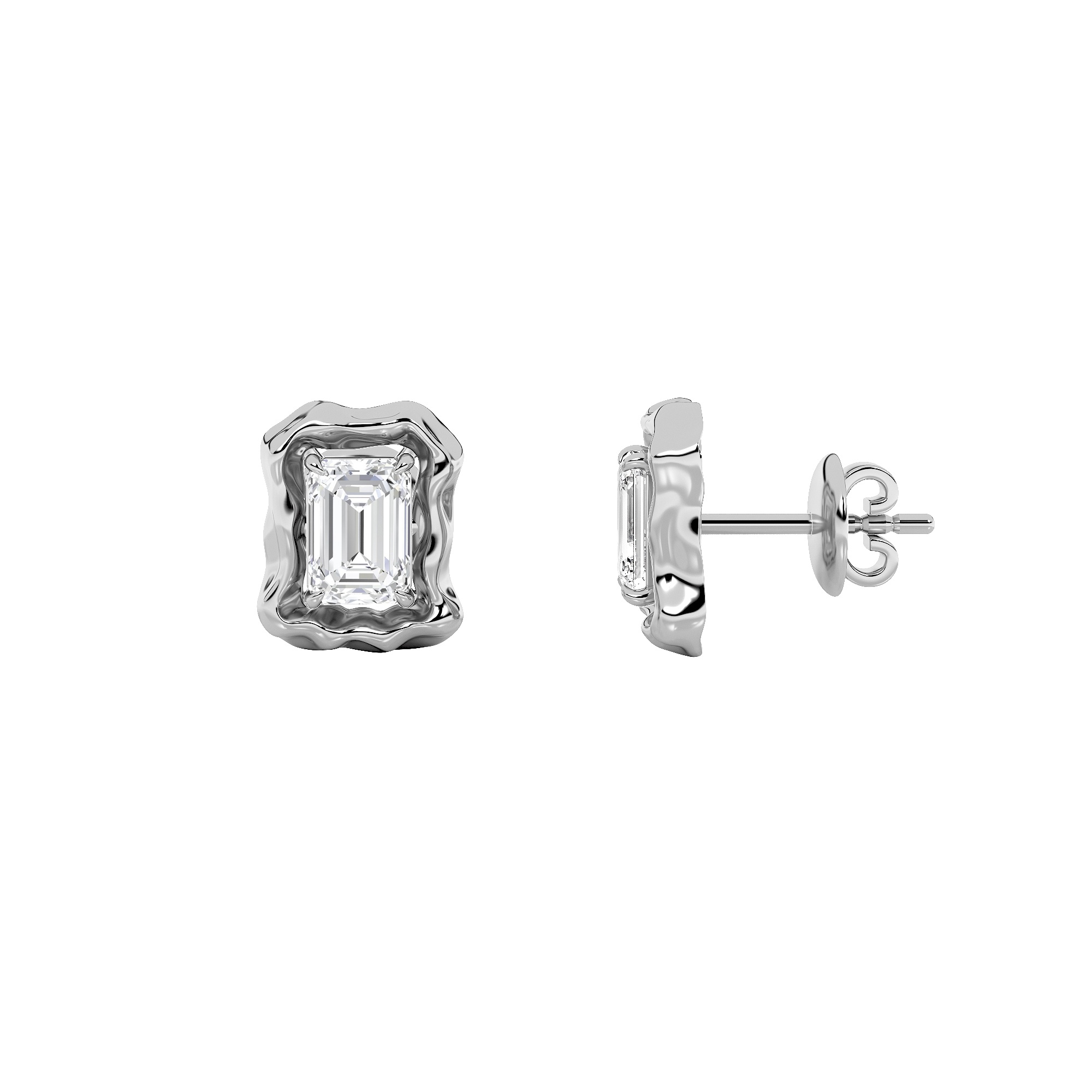 1.50 CT Emerald Diamond Earring in 14K White Gold