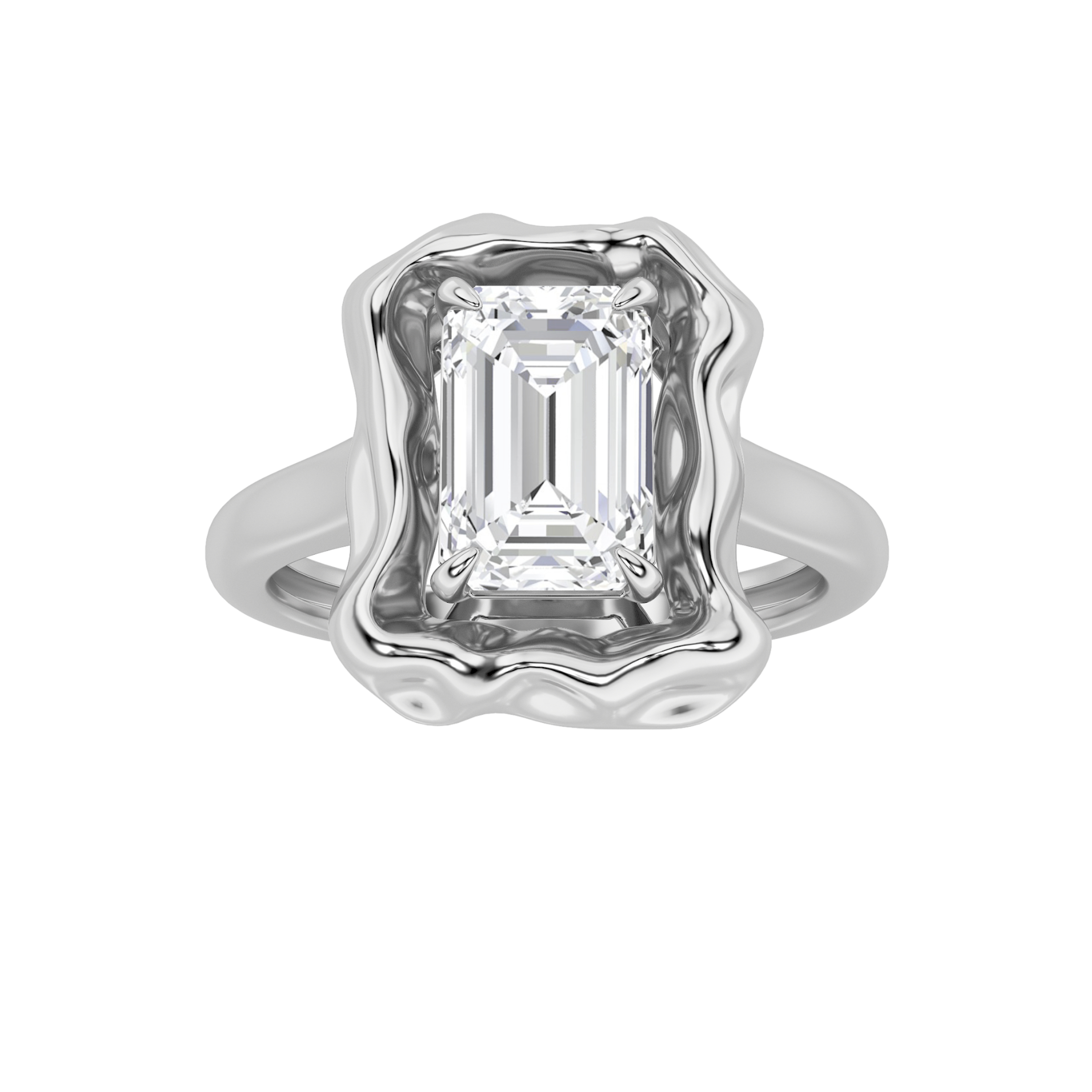 1.50 CT Emerald Diamond Ring in 14K White Gold