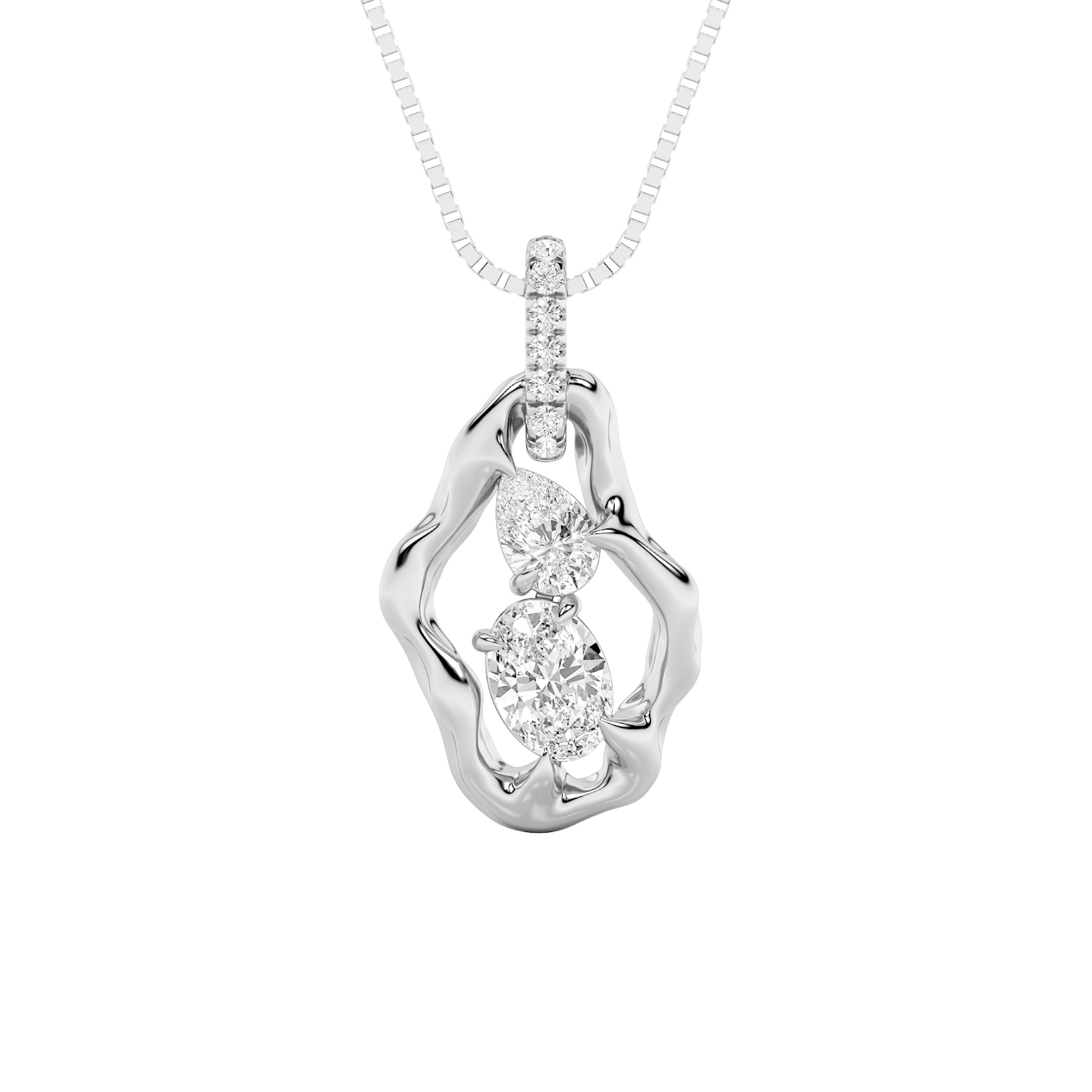 1.00 CT Oval Diamond Necklace in 14K White Gold