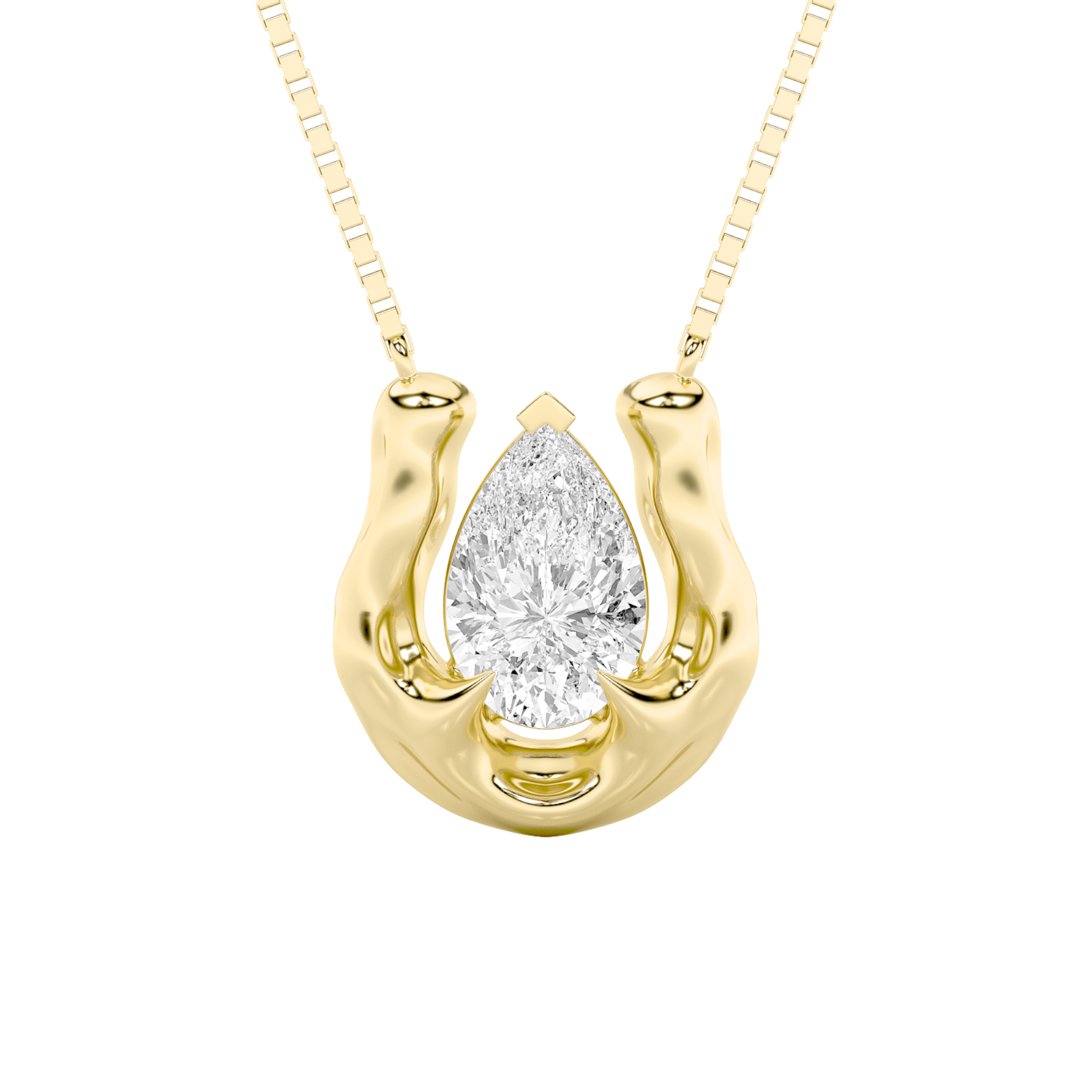 1.00 CT Pear Diamond Necklace in 14K Yellow Gold