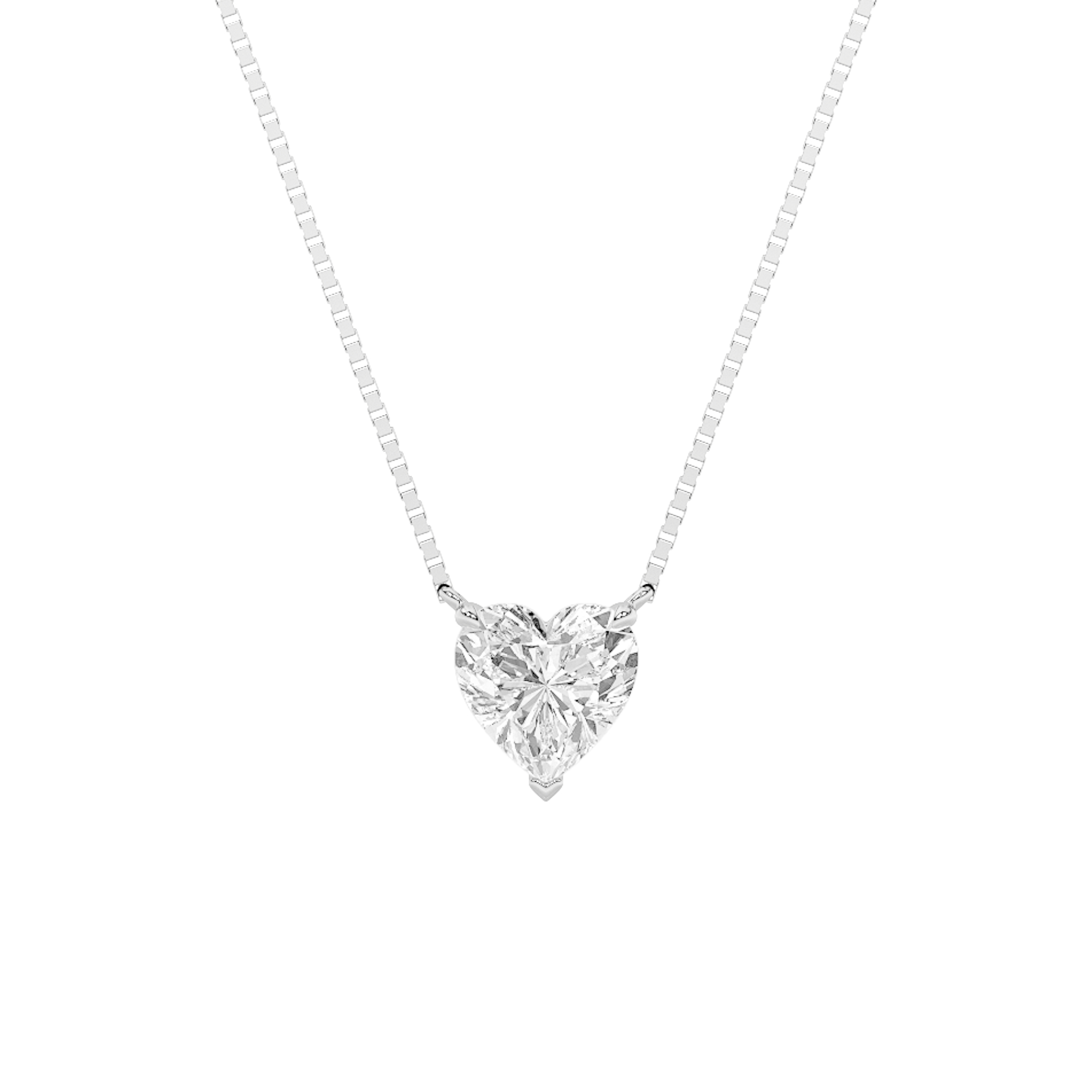 1.00 CT Heart Diamond Necklace in 14K White Gold