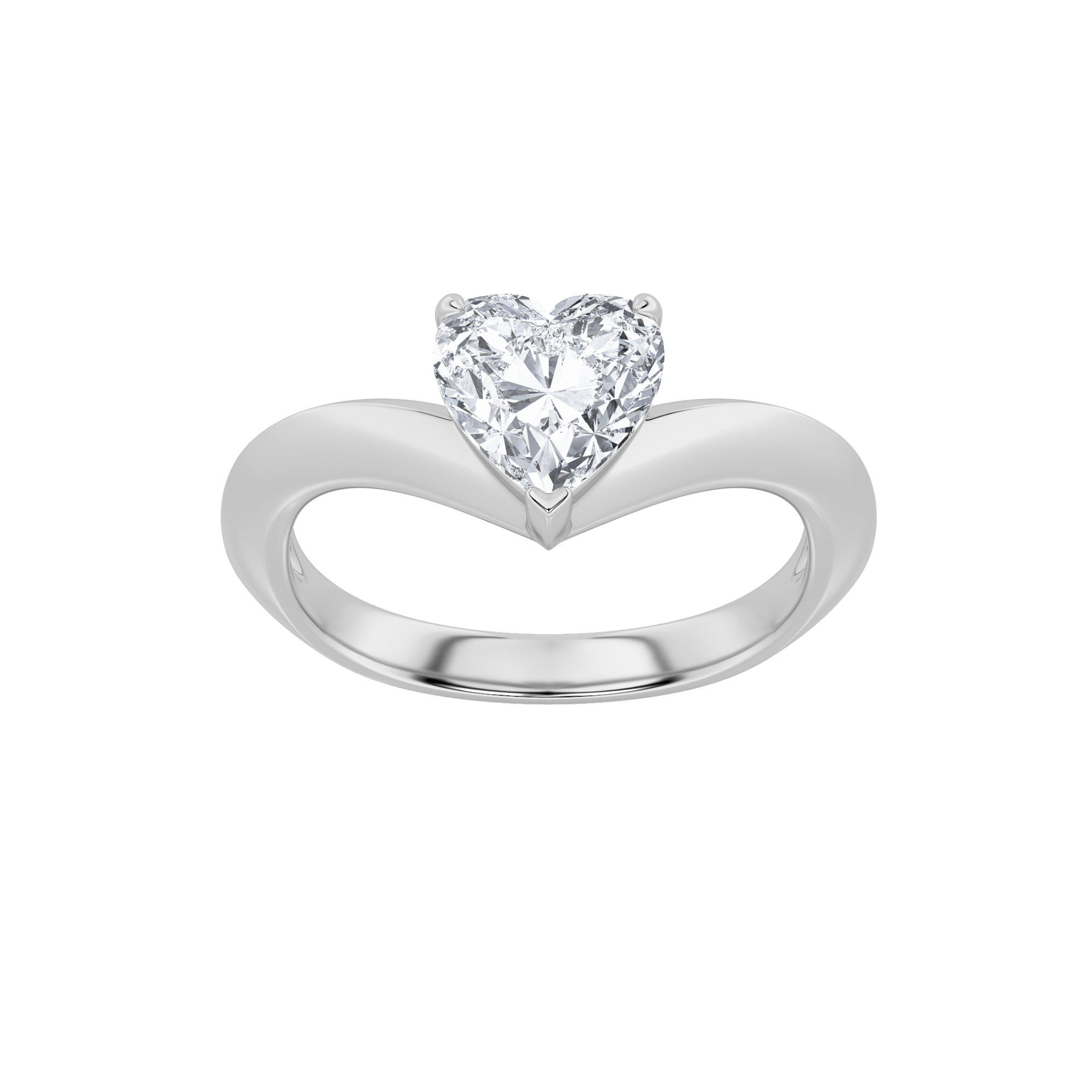 1.00 CT Heart Diamond Ring in 14K White Gold