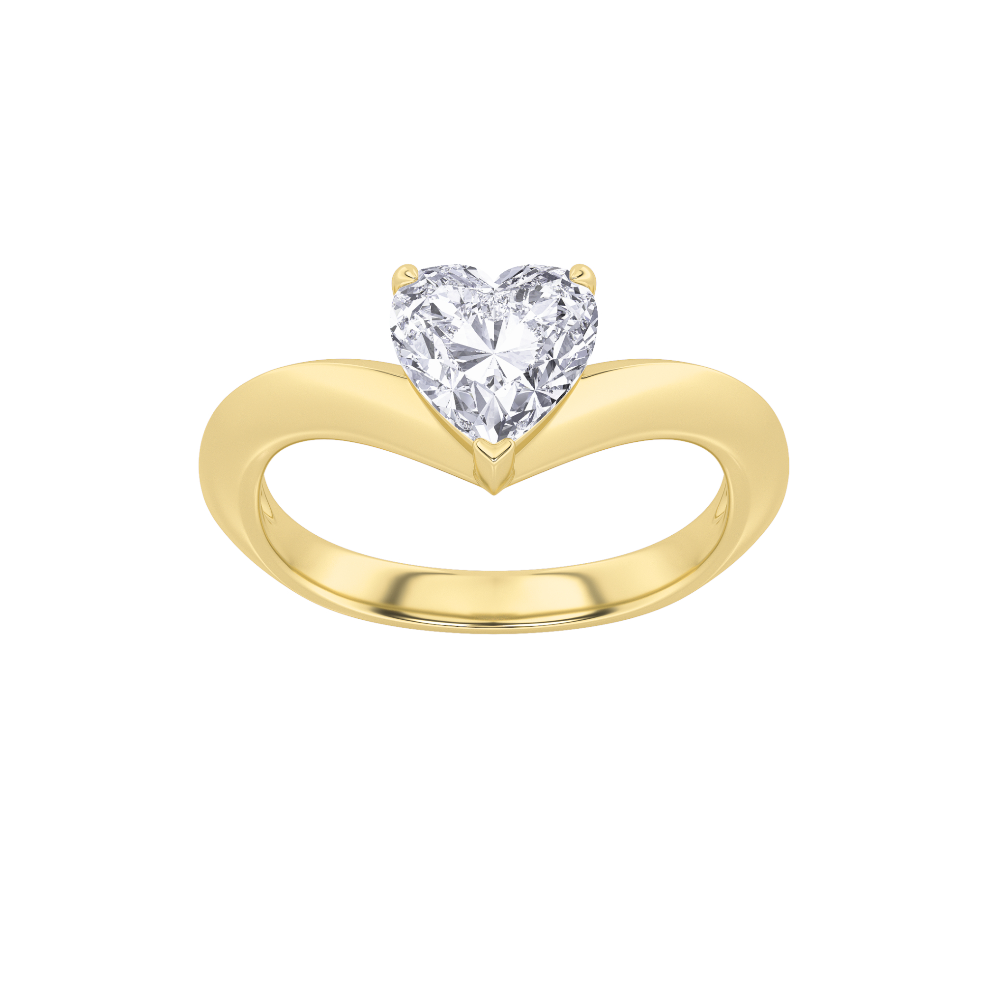1.00 CT Heart Diamond Ring in 14K Yellow Gold