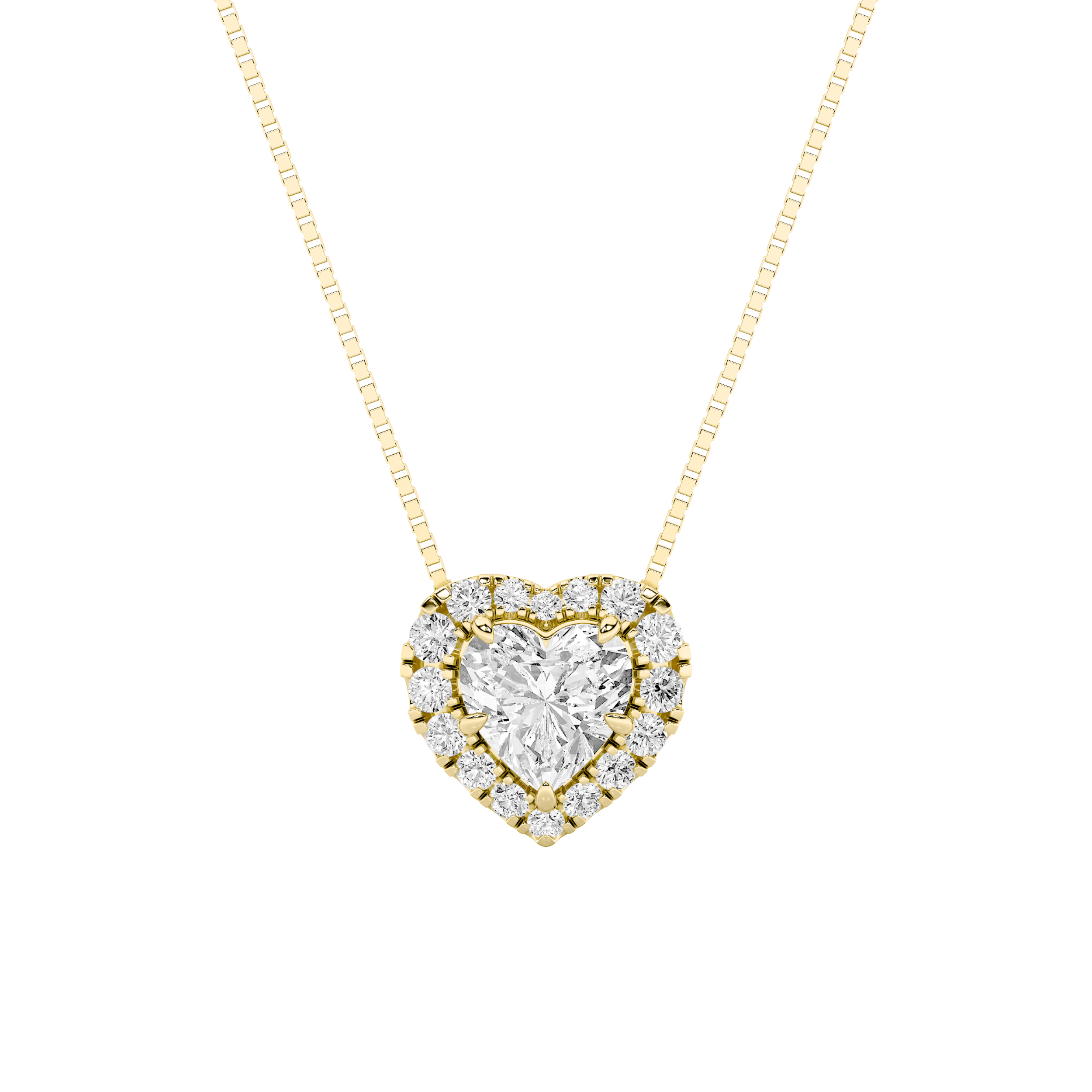 1.25 CT Heart Diamond Necklace in 14K Yellow Gold