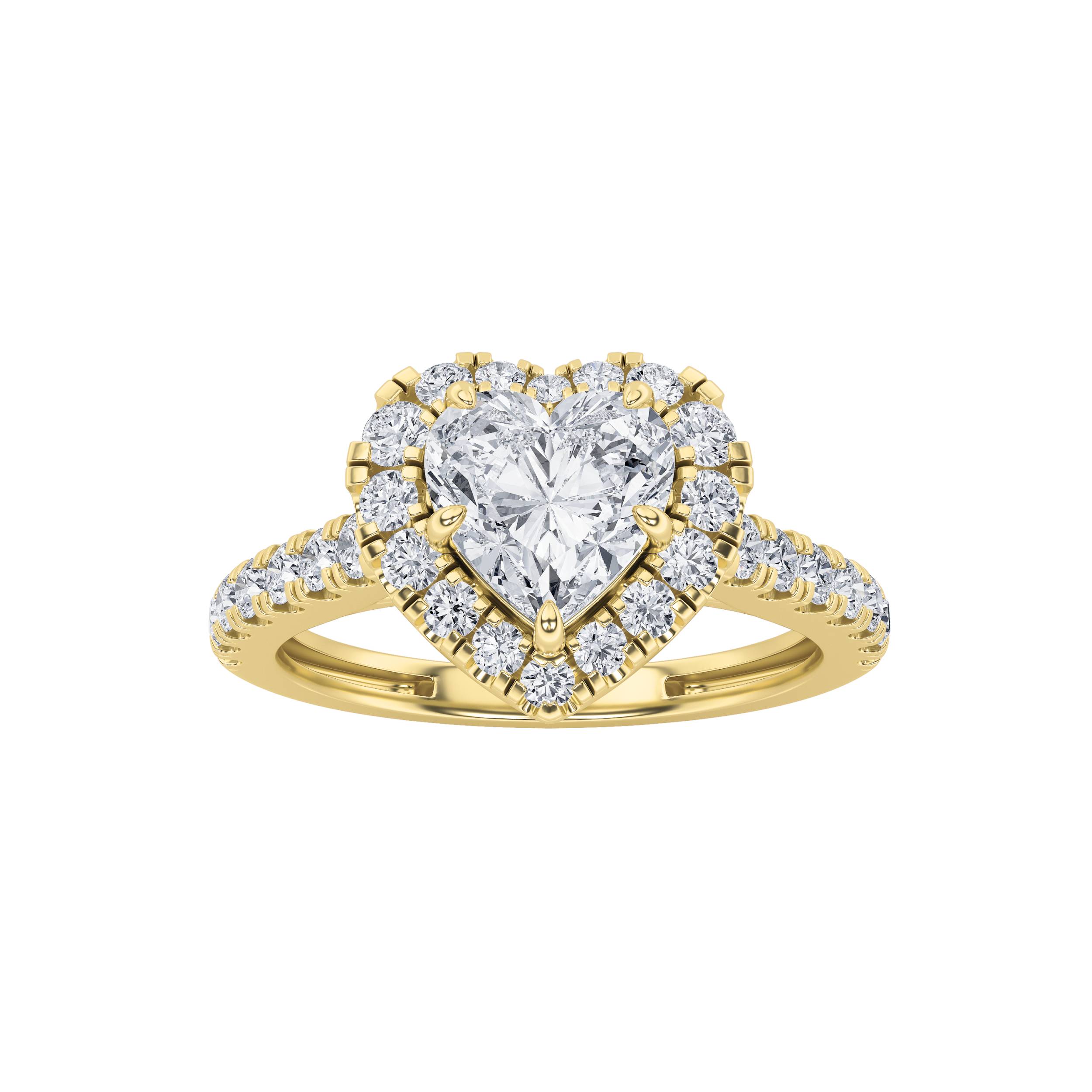1.50 CT Heart Diamond Ring in 14K Yellow Gold
