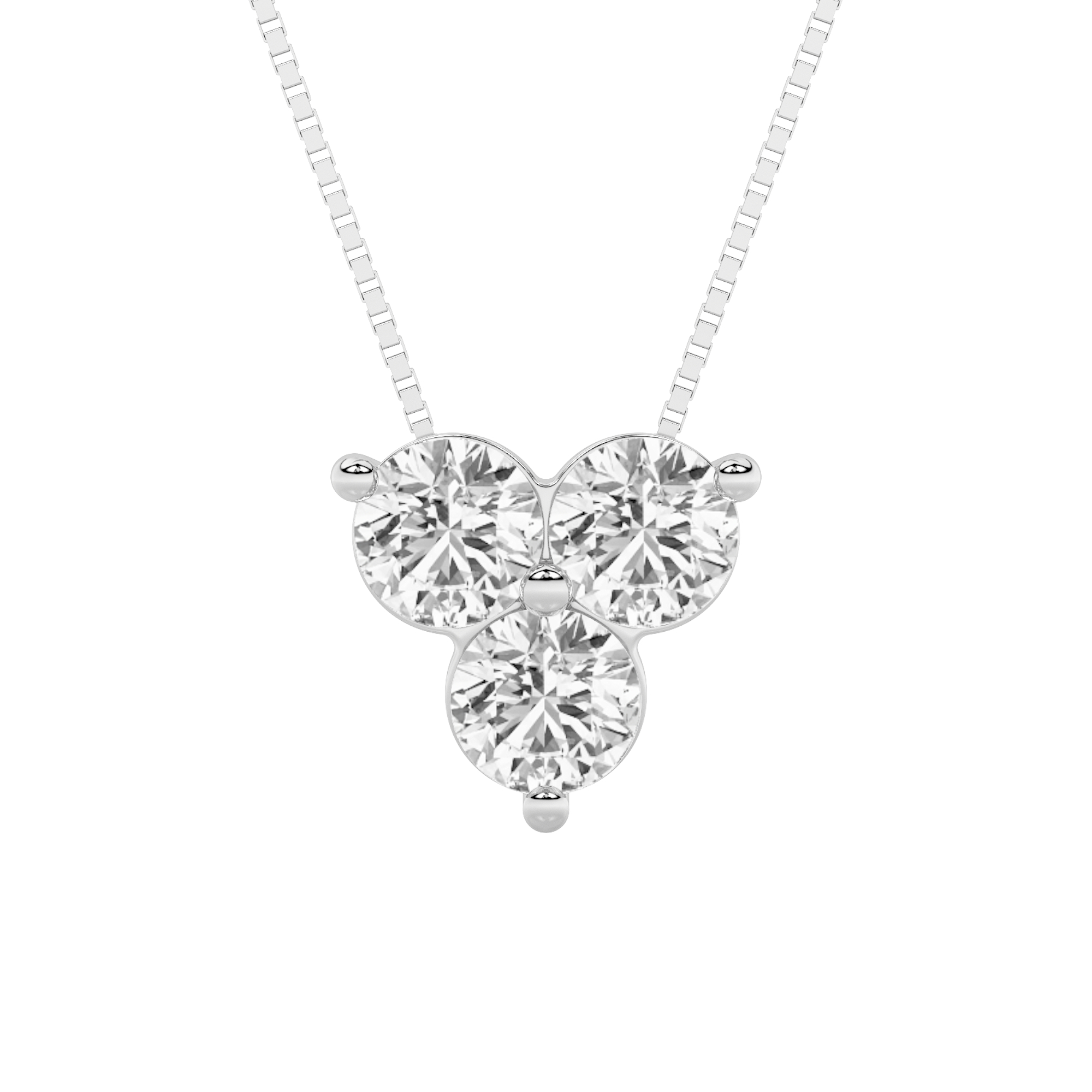 1.00 CT Round Diamond Necklace in 14K White Gold