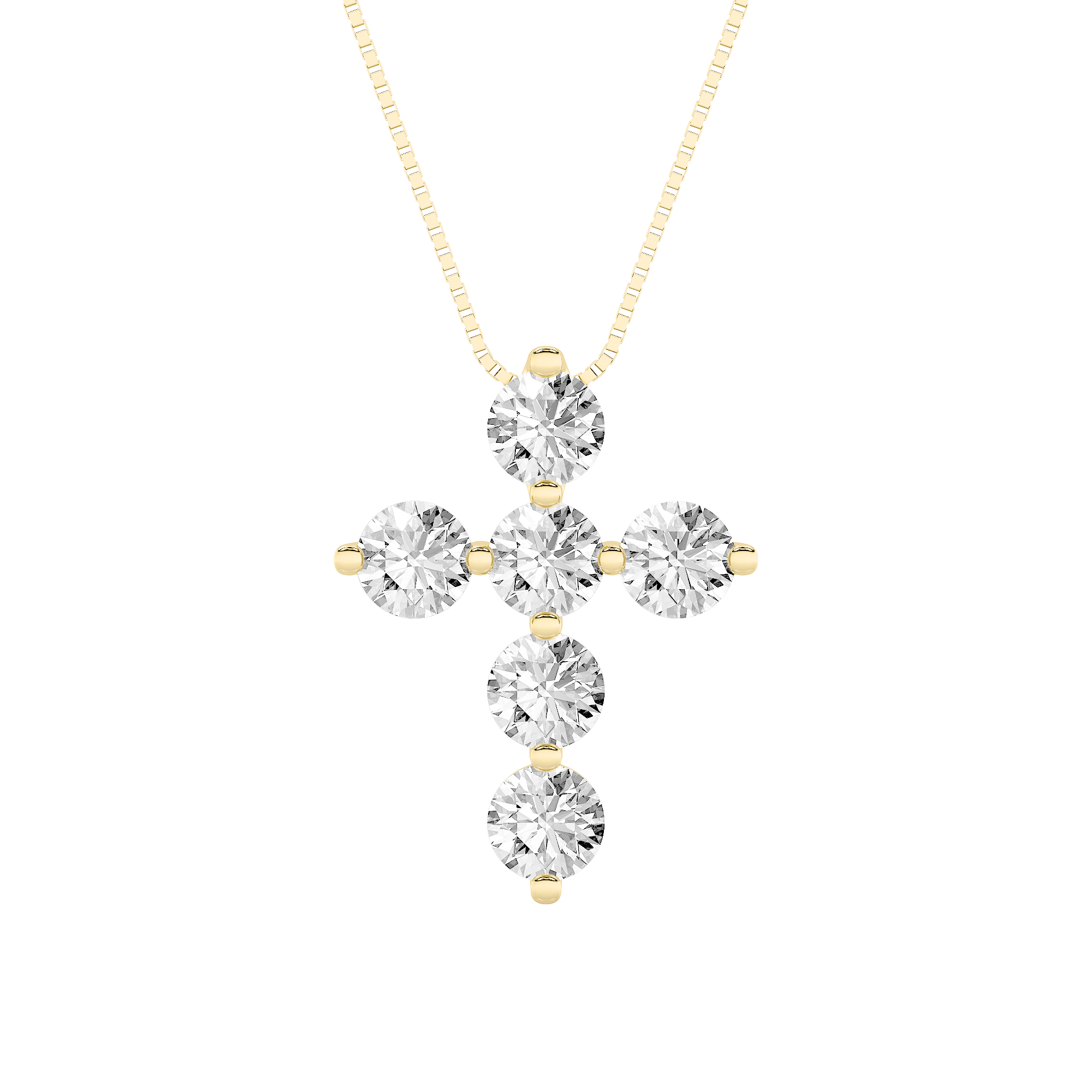 1.50 CT Round Diamond Necklace in 14K Yellow Gold