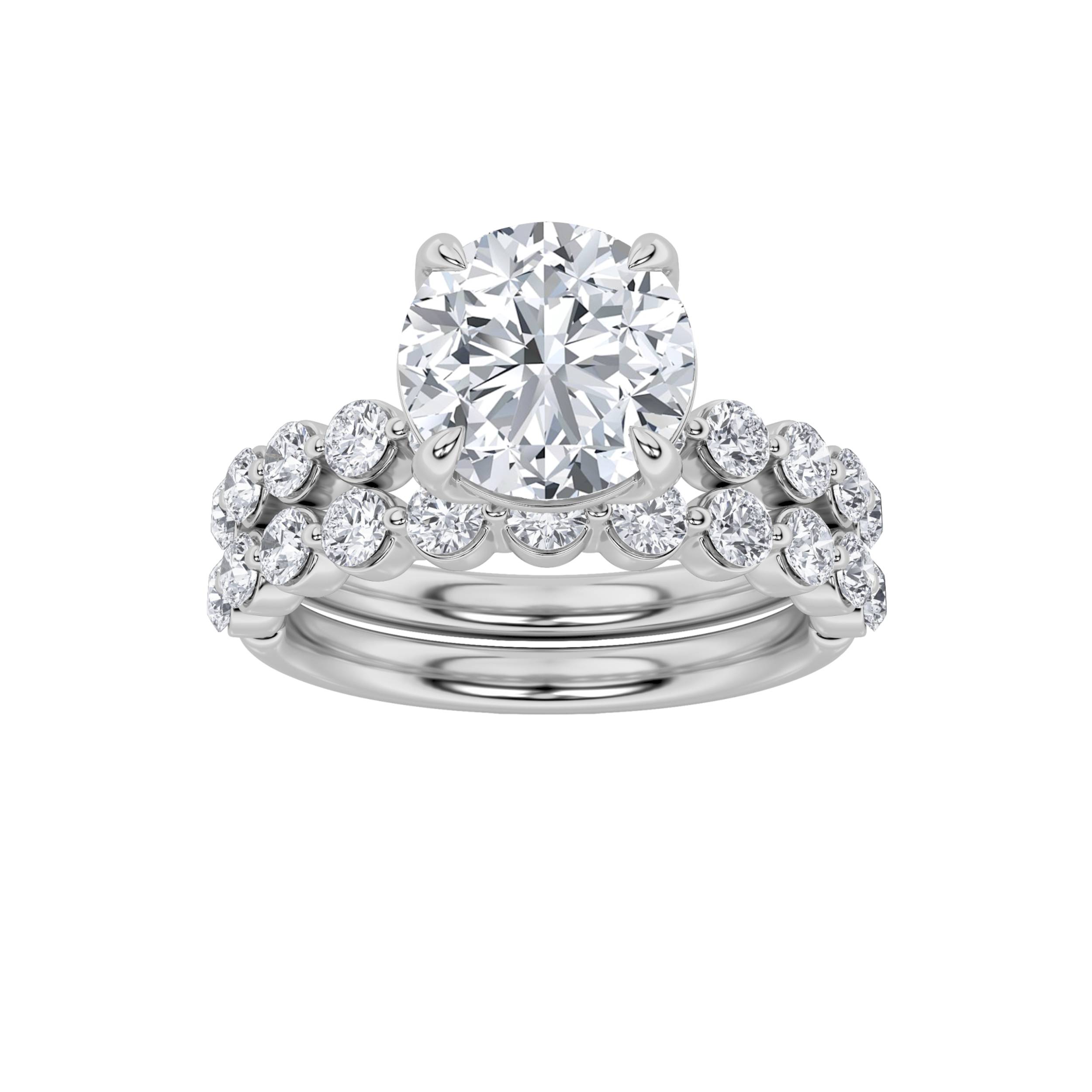 3.75 CT Round Diamond Ring in 14K White Gold