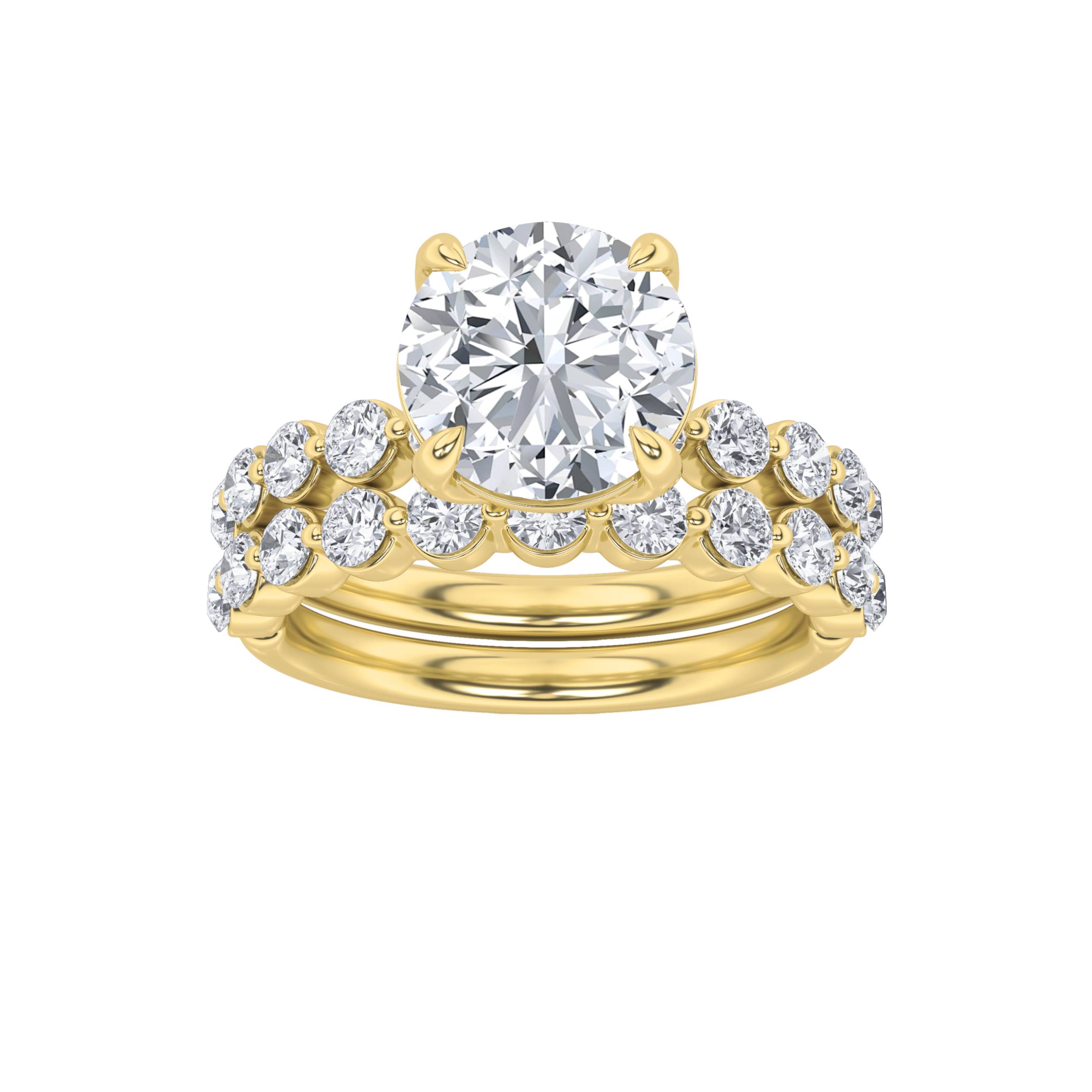 3.75 CT Round Diamond Ring in 14K Yellow Gold