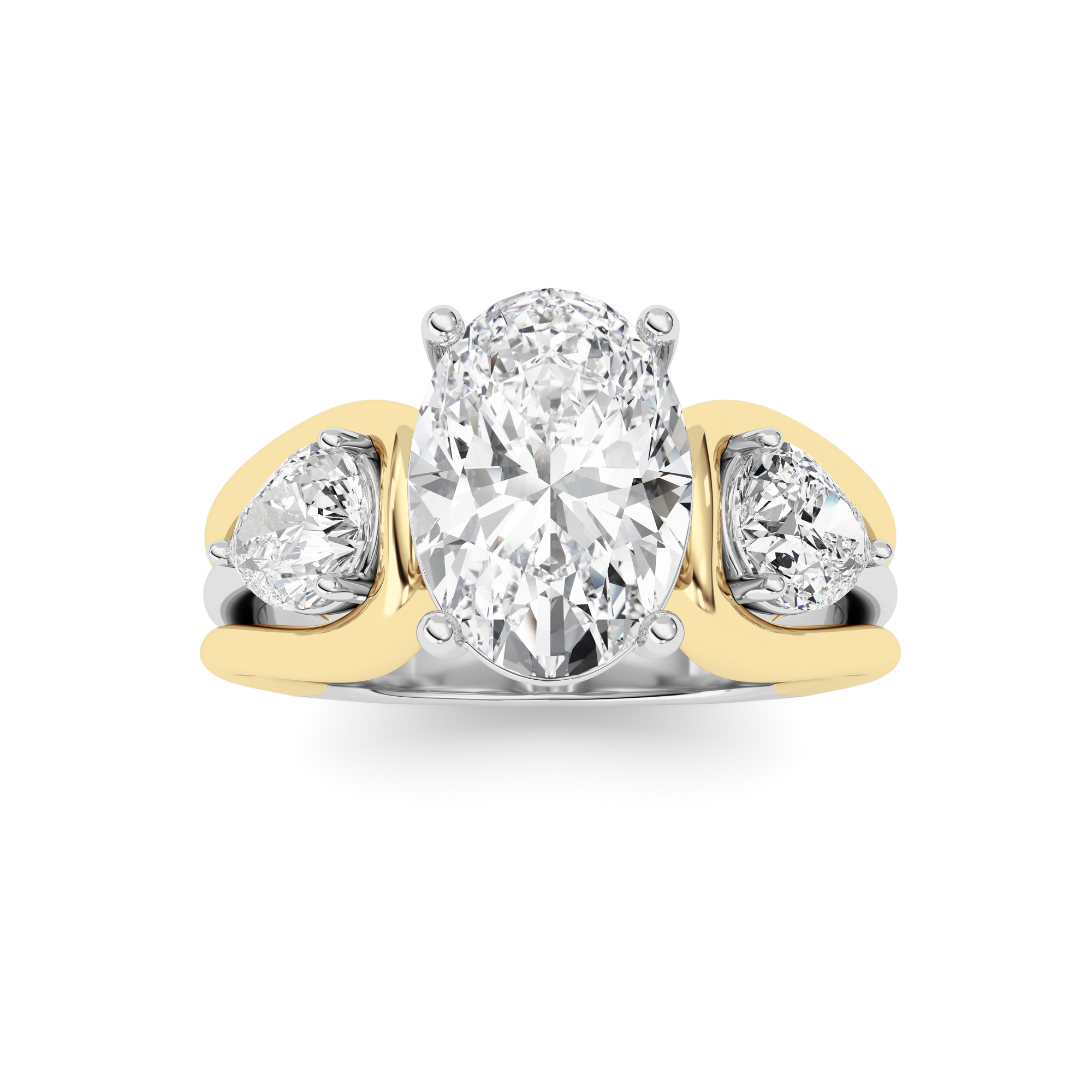 3.00 CT Oval Diamond Ring in 14K White Gold|14K Yellow Gold