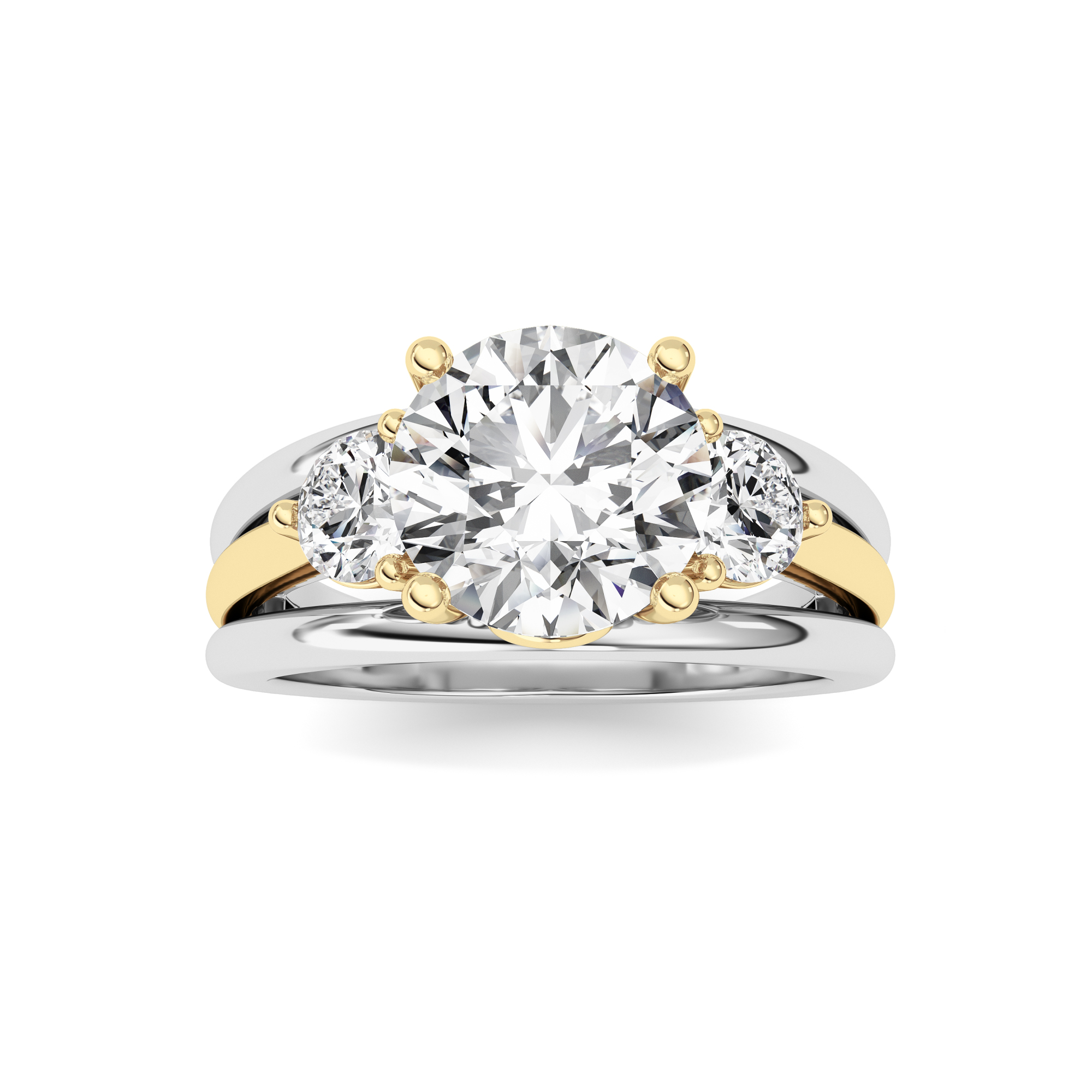 2.50 CT Round Diamond Ring in 14K White Gold|14K Yellow Gold