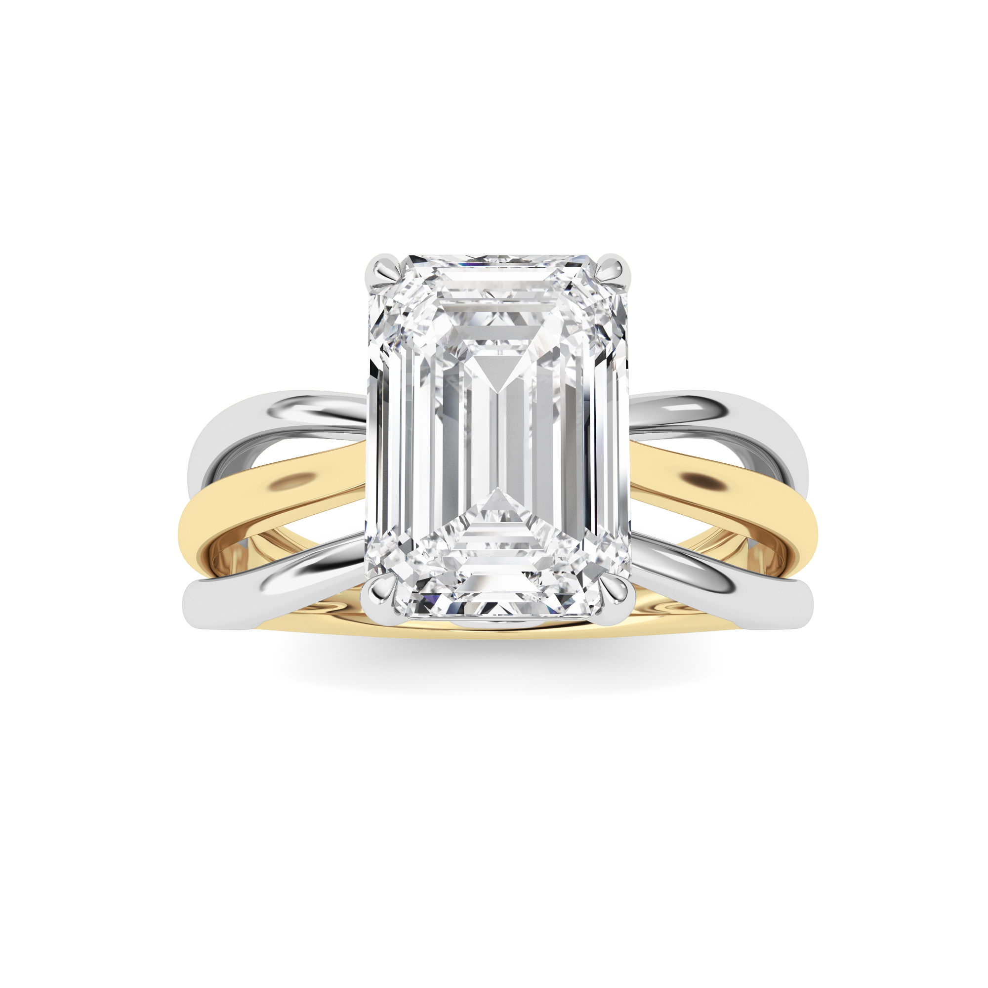 3.00 CT Emerald Diamond Ring in 14K White Gold|14K Yellow Gold