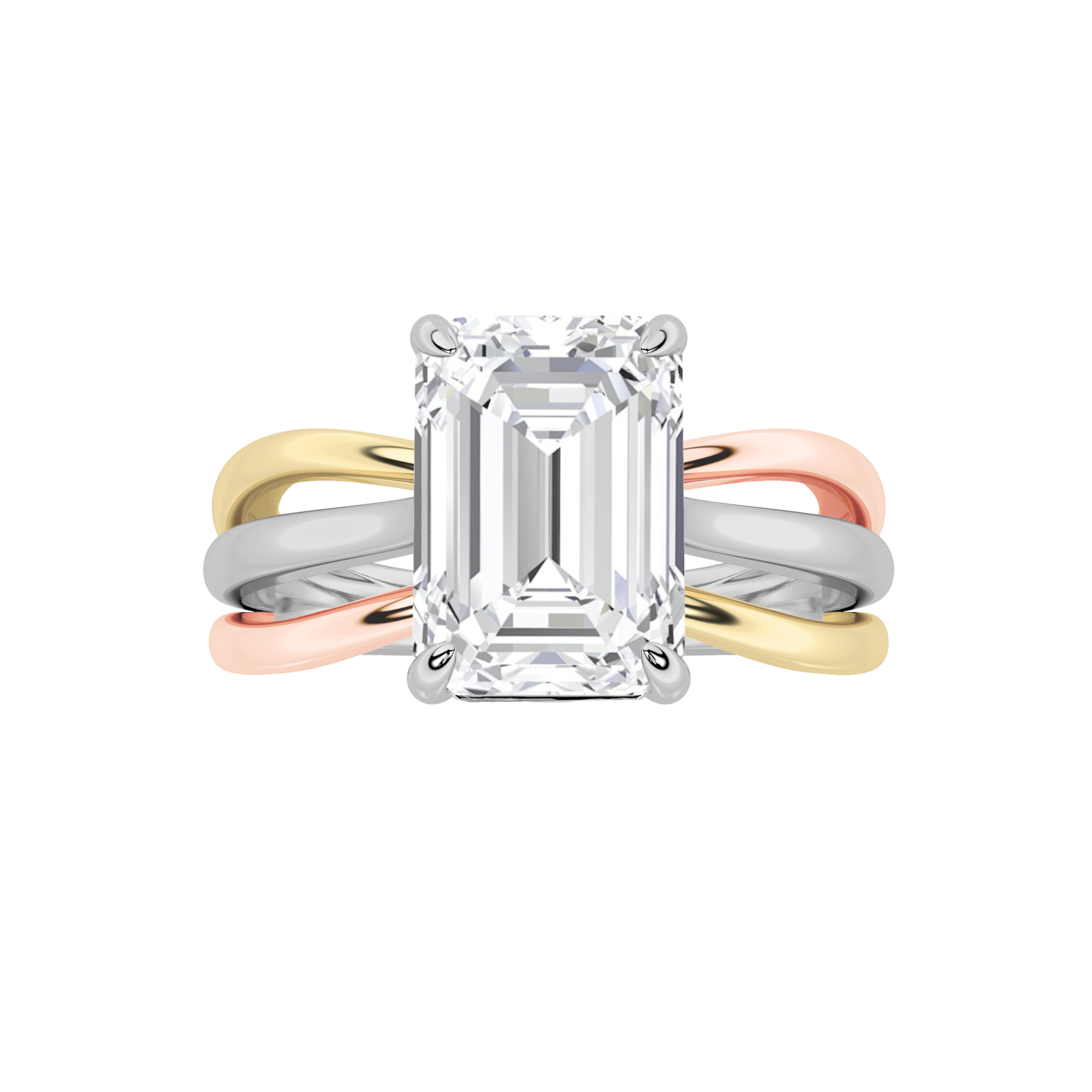3.00 CT Emerald Diamond Ring in 14K White Gold|14K Rose Gold|14K Yellow Gold