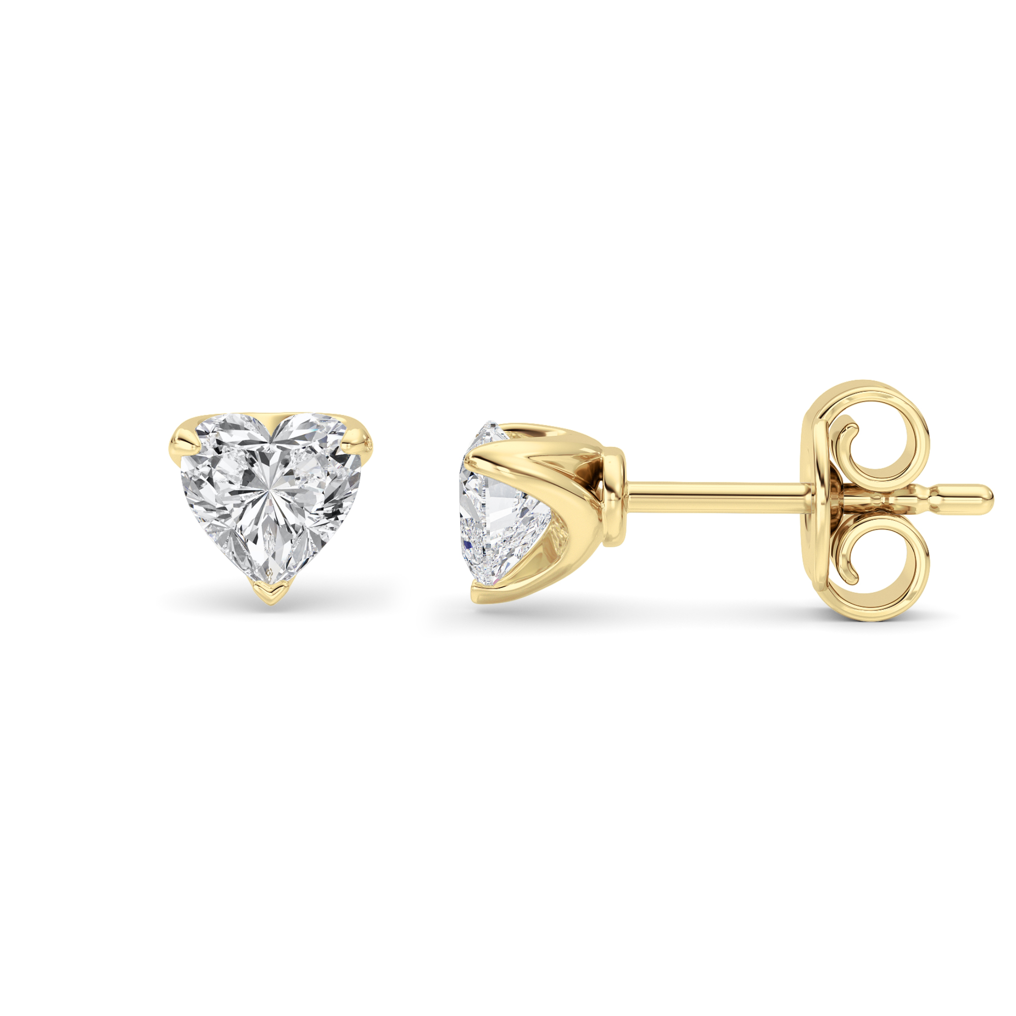 1.00 CT Heart Diamond Earring in Silver|14K Yellow Gold