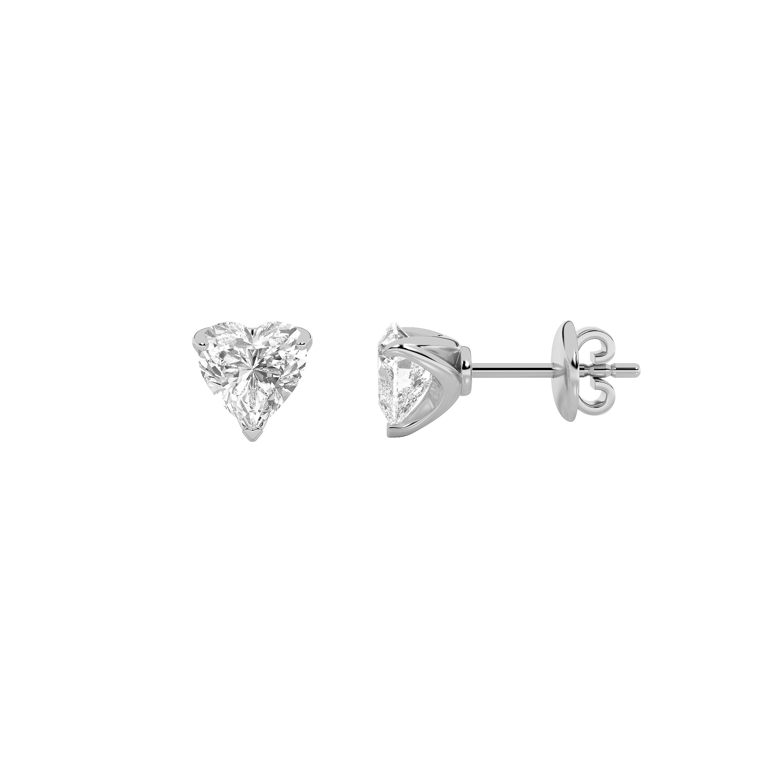 2.00 CT Heart Diamond Earring in 14K White Gold