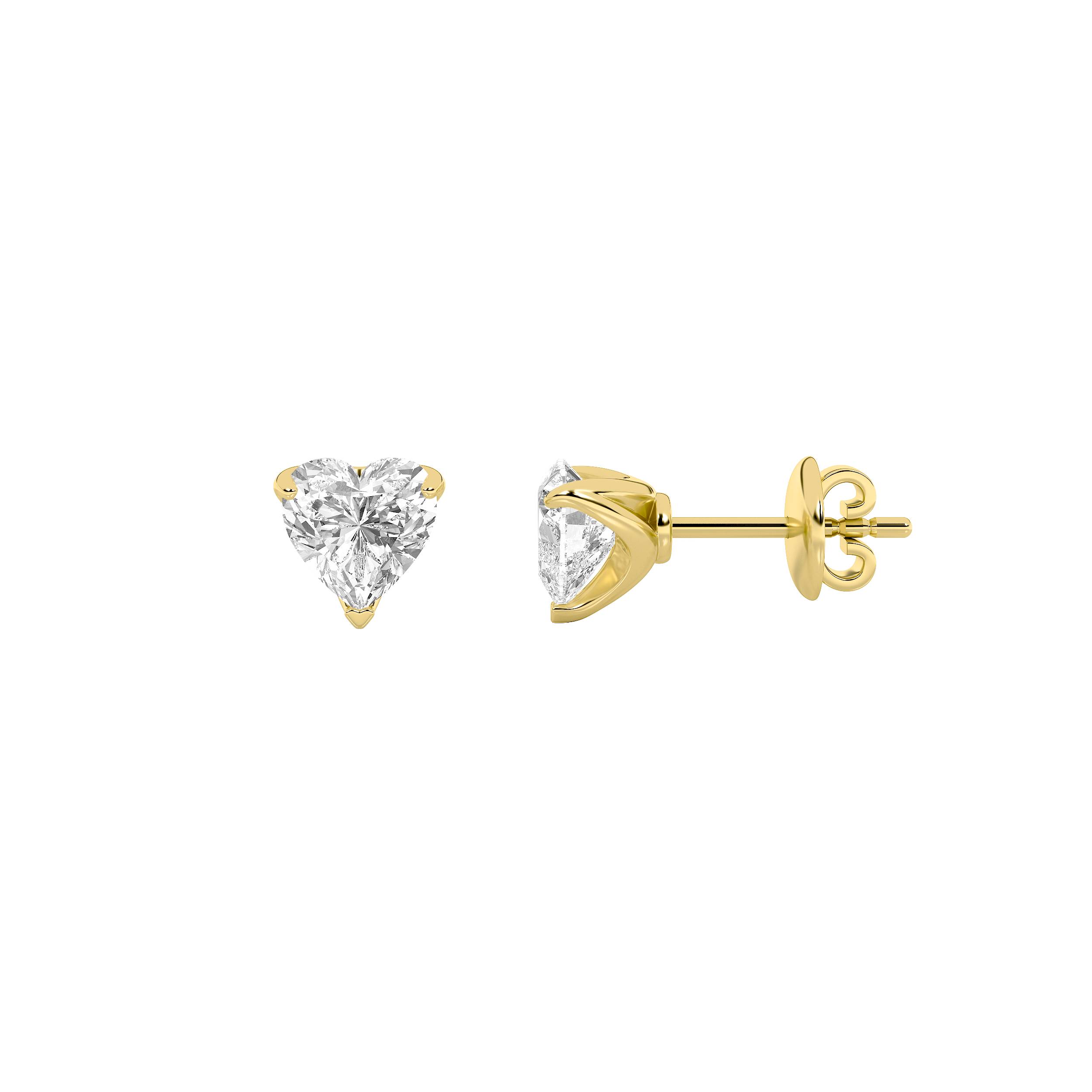 2.00 CT Heart Diamond Earring in 14K Yellow Gold