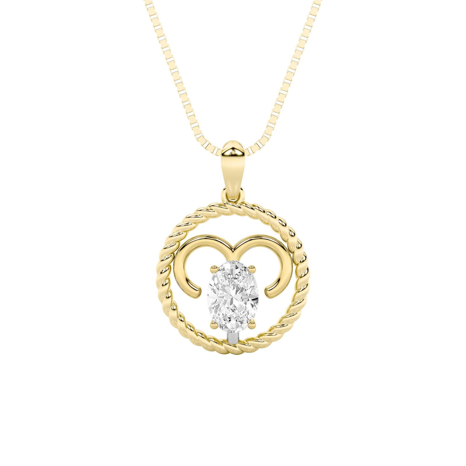 0.00 CT Oval Diamond Necklace in 14K White Gold / 14K Yellow Gold