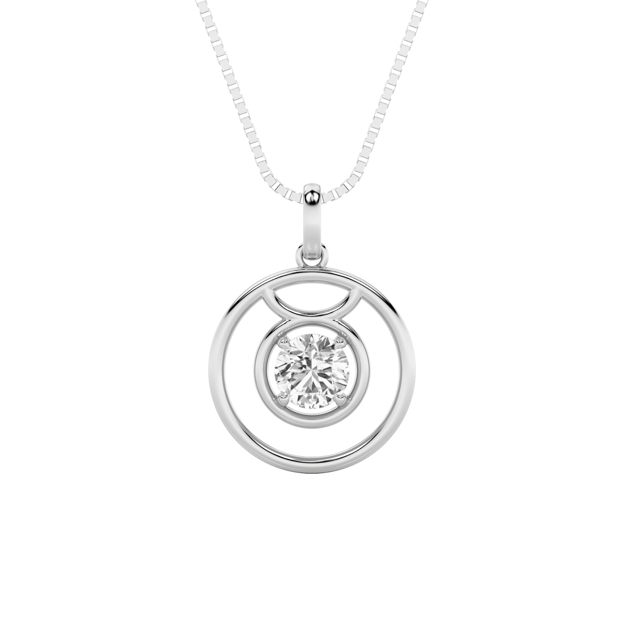 1.00 CT Round Diamond Necklace in 14K White Gold