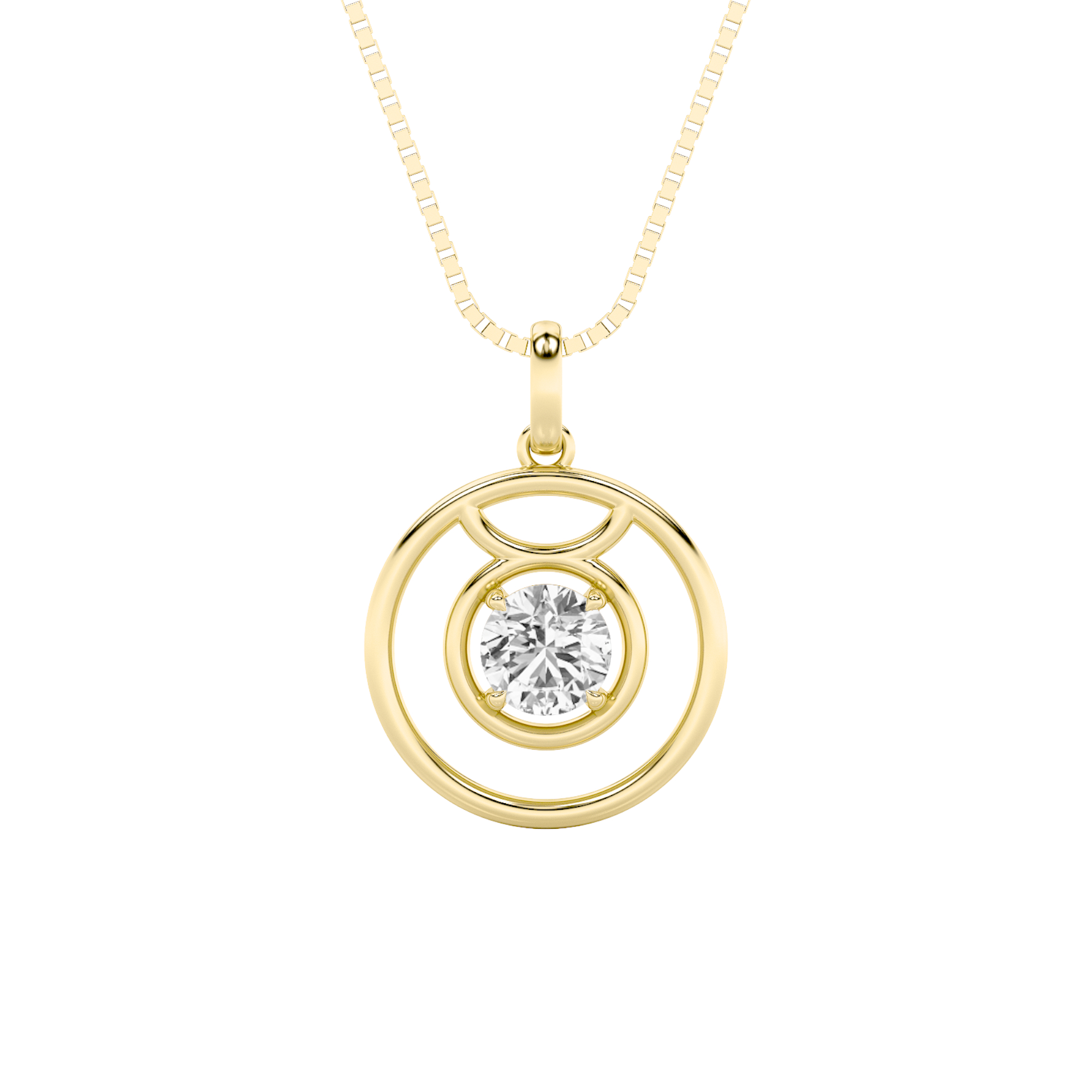 1.00 CT Round Diamond Necklace in 14K Yellow Gold