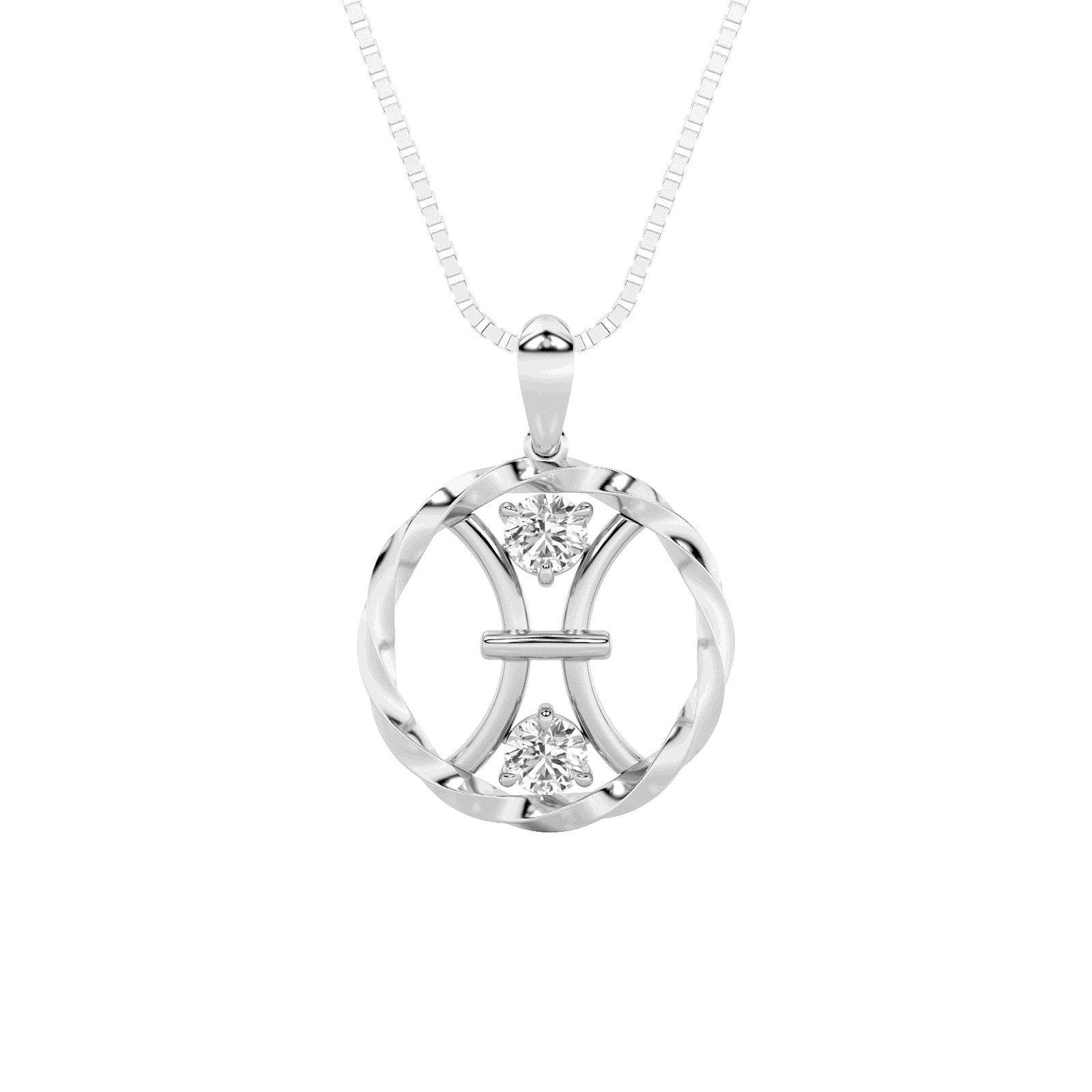 0.00 CT Round Diamond Necklace in 14K White Gold / 14K Yellow Gold
