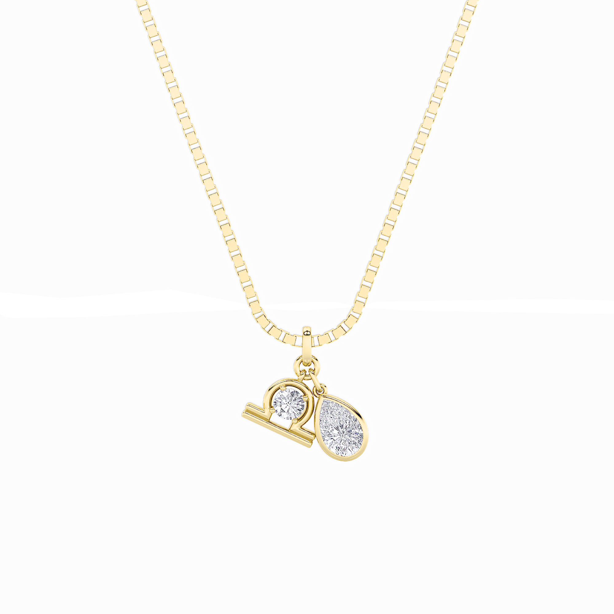 1Cttw Pear Shaped Lab Grown Diamond (F/VS) Zodiac Pendant in 14K Gold