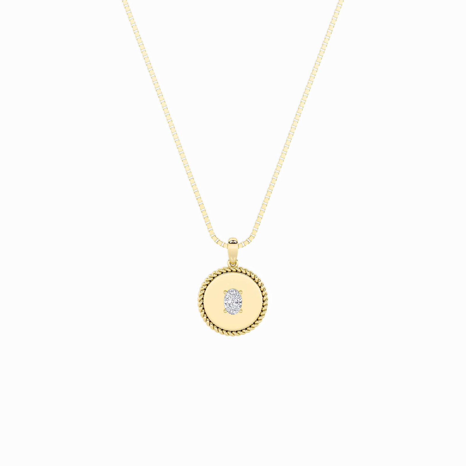 0.00 CT Oval Diamond Necklace in 14K White Gold / 14K Yellow Gold