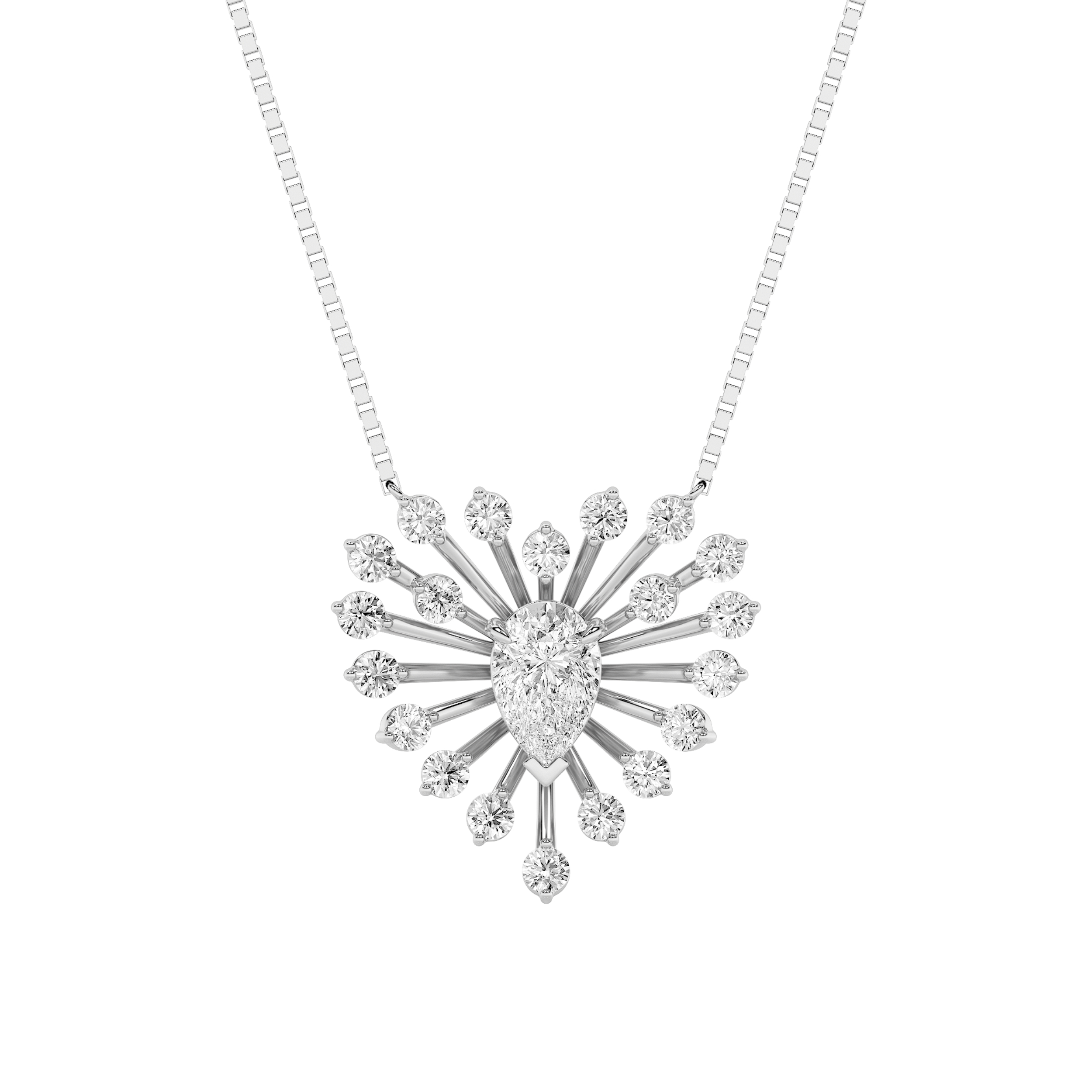 1.50 CT Pear Diamond Necklace in 14K White Gold