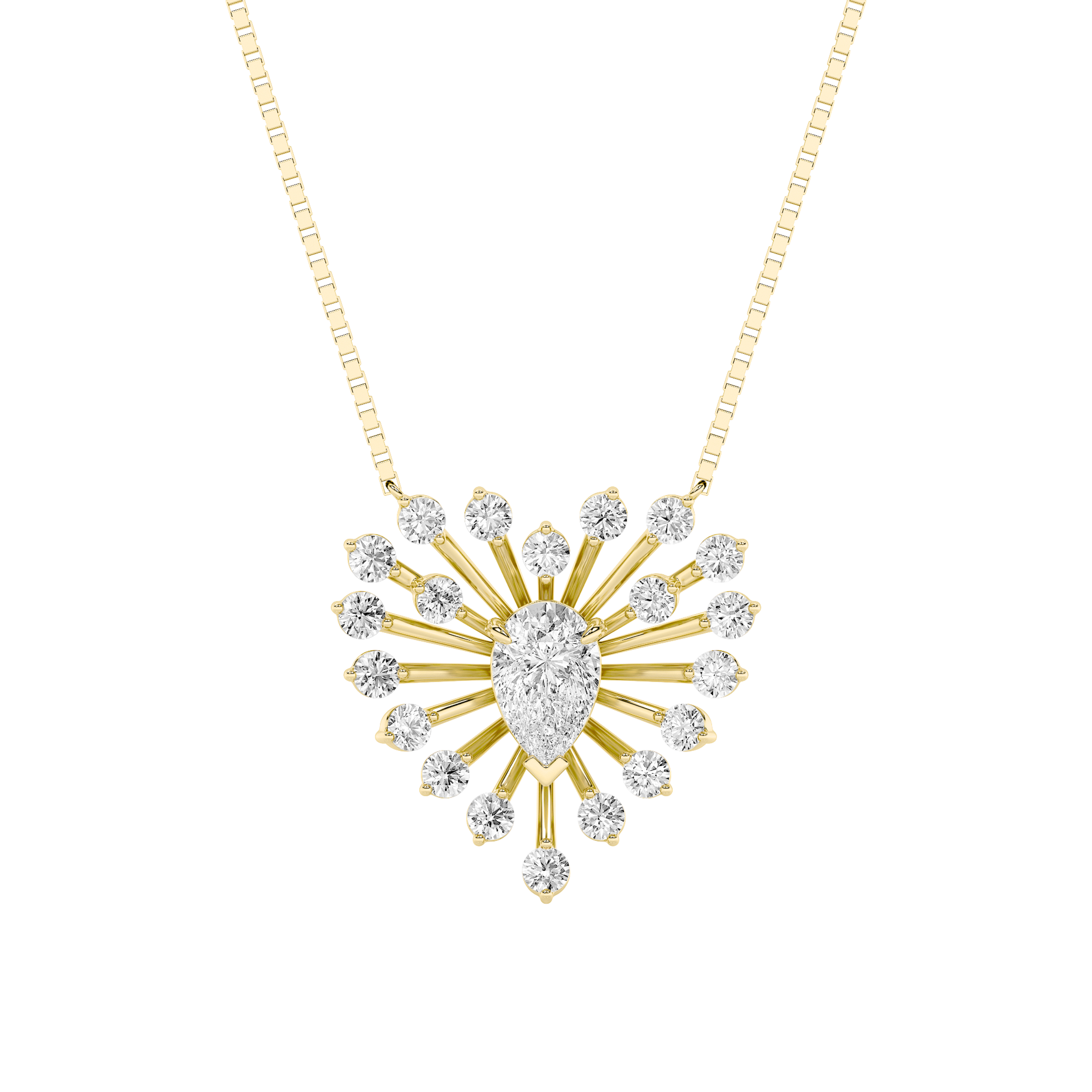 1.50 CT Pear Diamond Necklace in 14K Yellow Gold