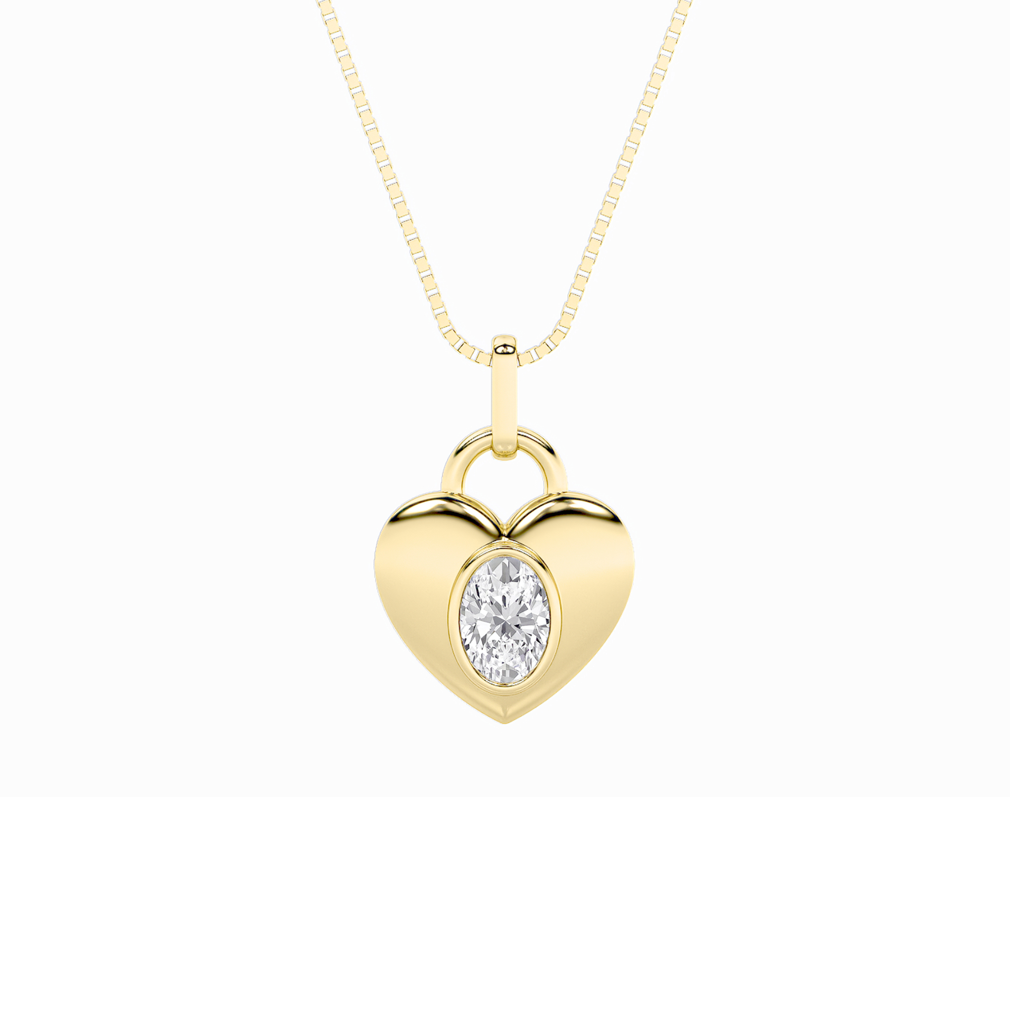 1Cttw Oval Shaped Lab Grown Diamond (F/VS) Heart Pendant in 14K Yellow Gold