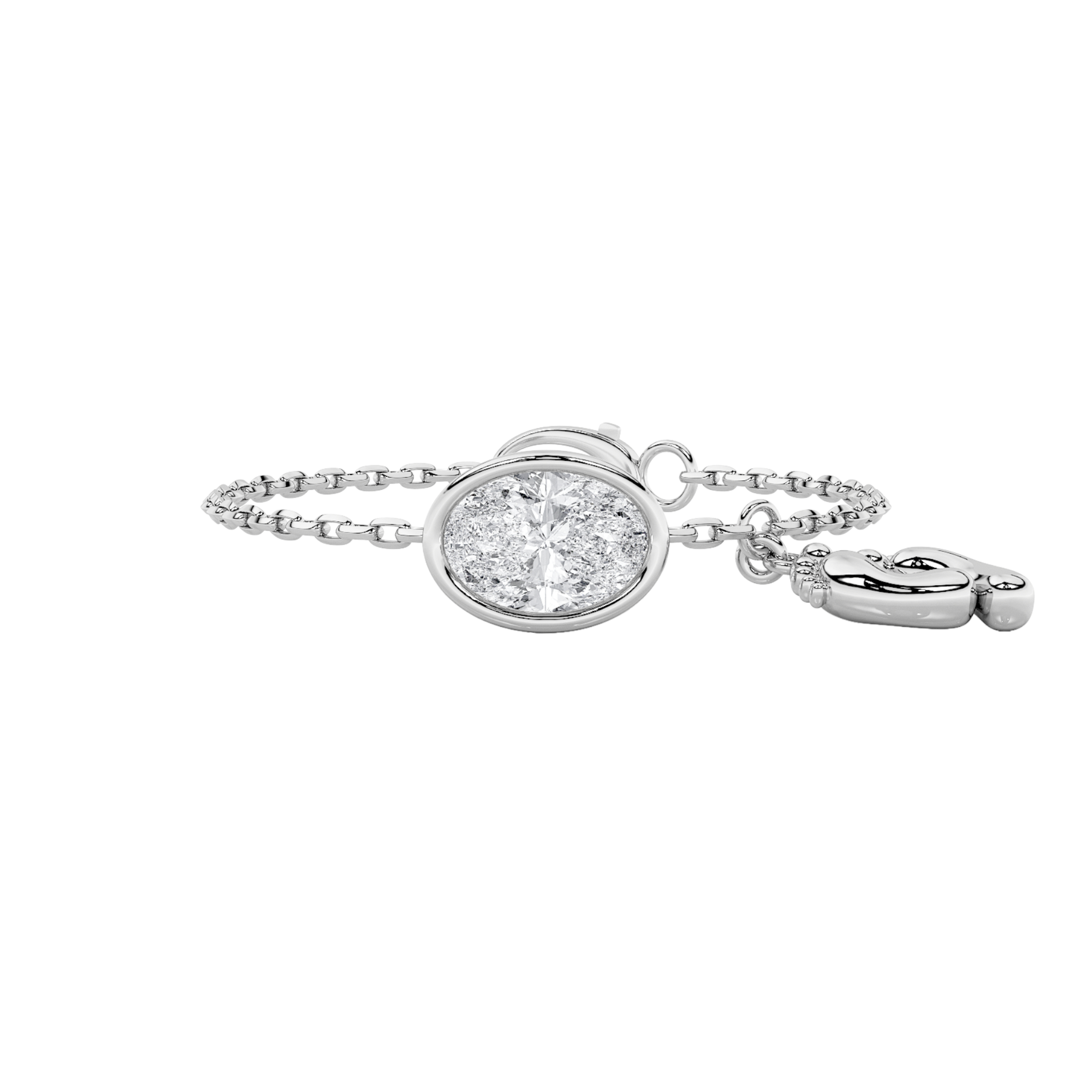 1.00 CT Oval Diamond Bracelet in 14K White Gold