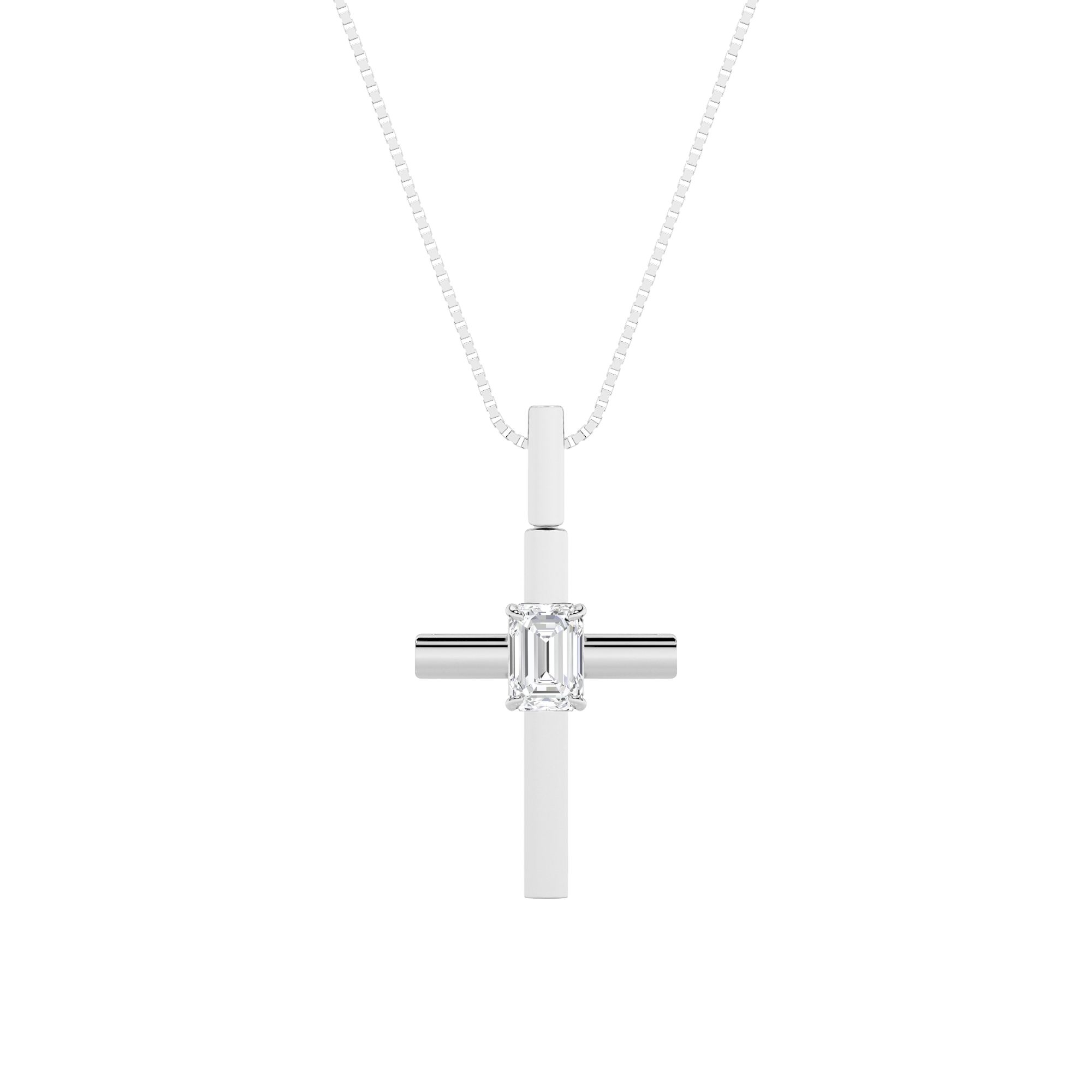 0.5Cttw Emerald Shaped Lab Grown Diamond (F/VS) Cross Pendant in 14K Gold
