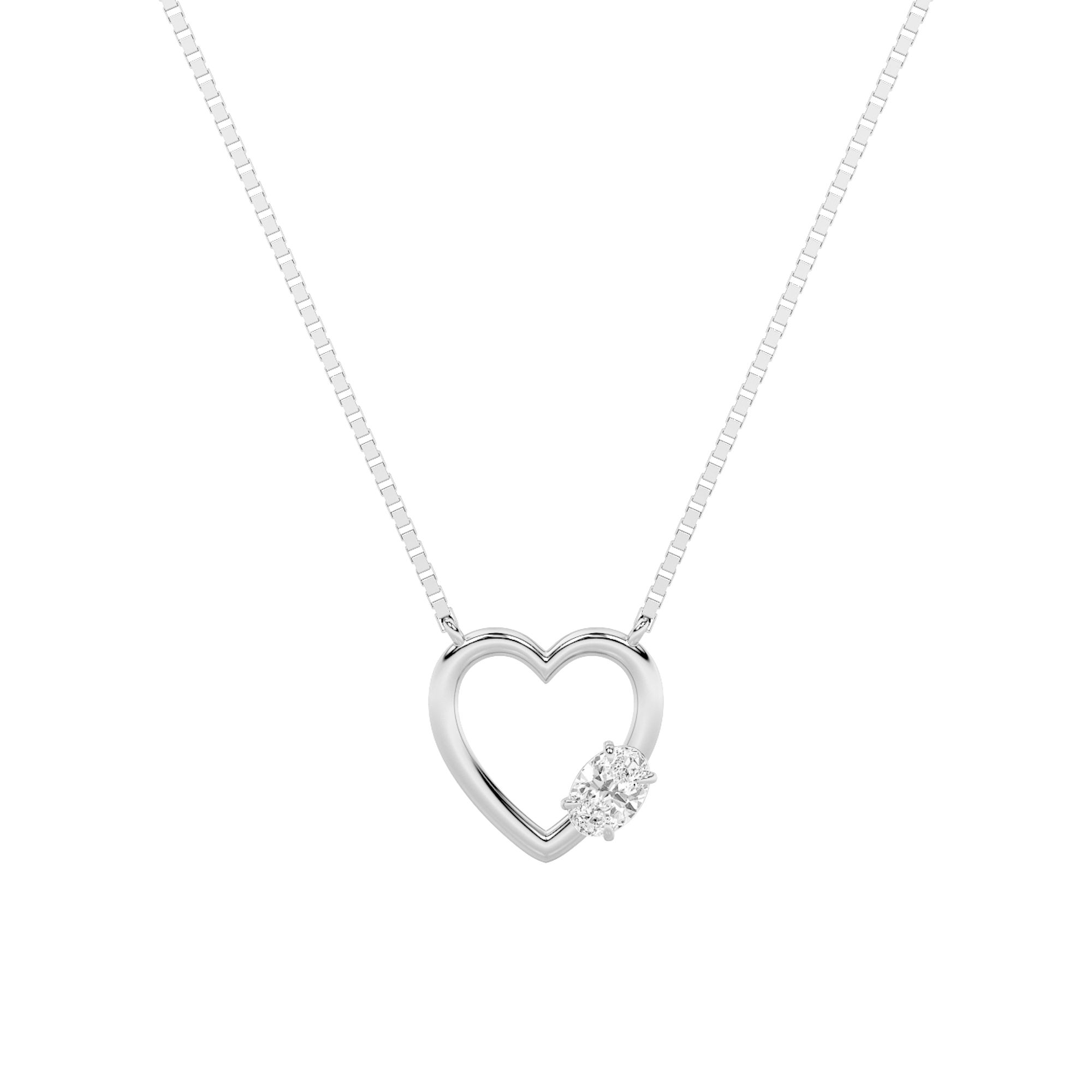0.50 CT Oval Diamond Necklace in 14K White Gold