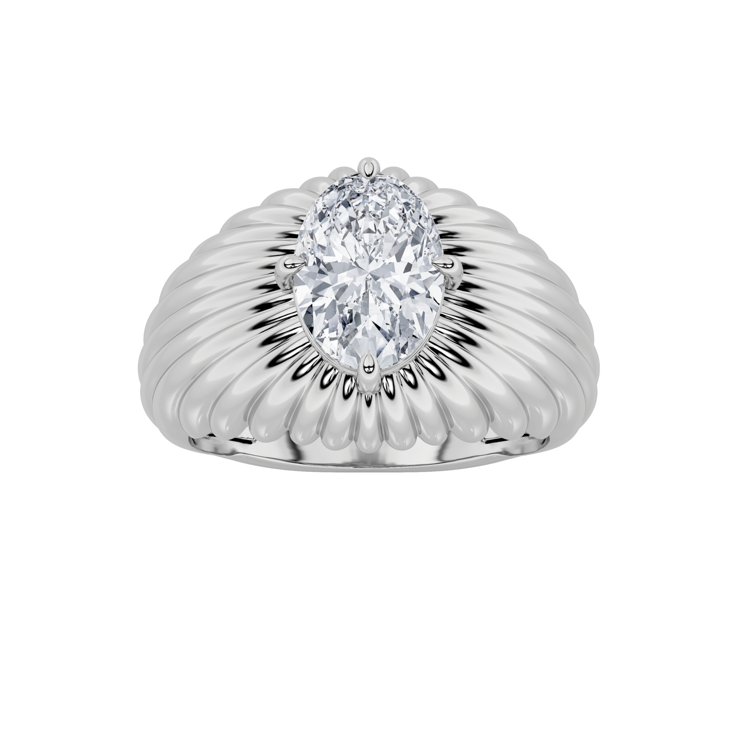 2.00 CT Oval Diamond Ring in 14K White Gold