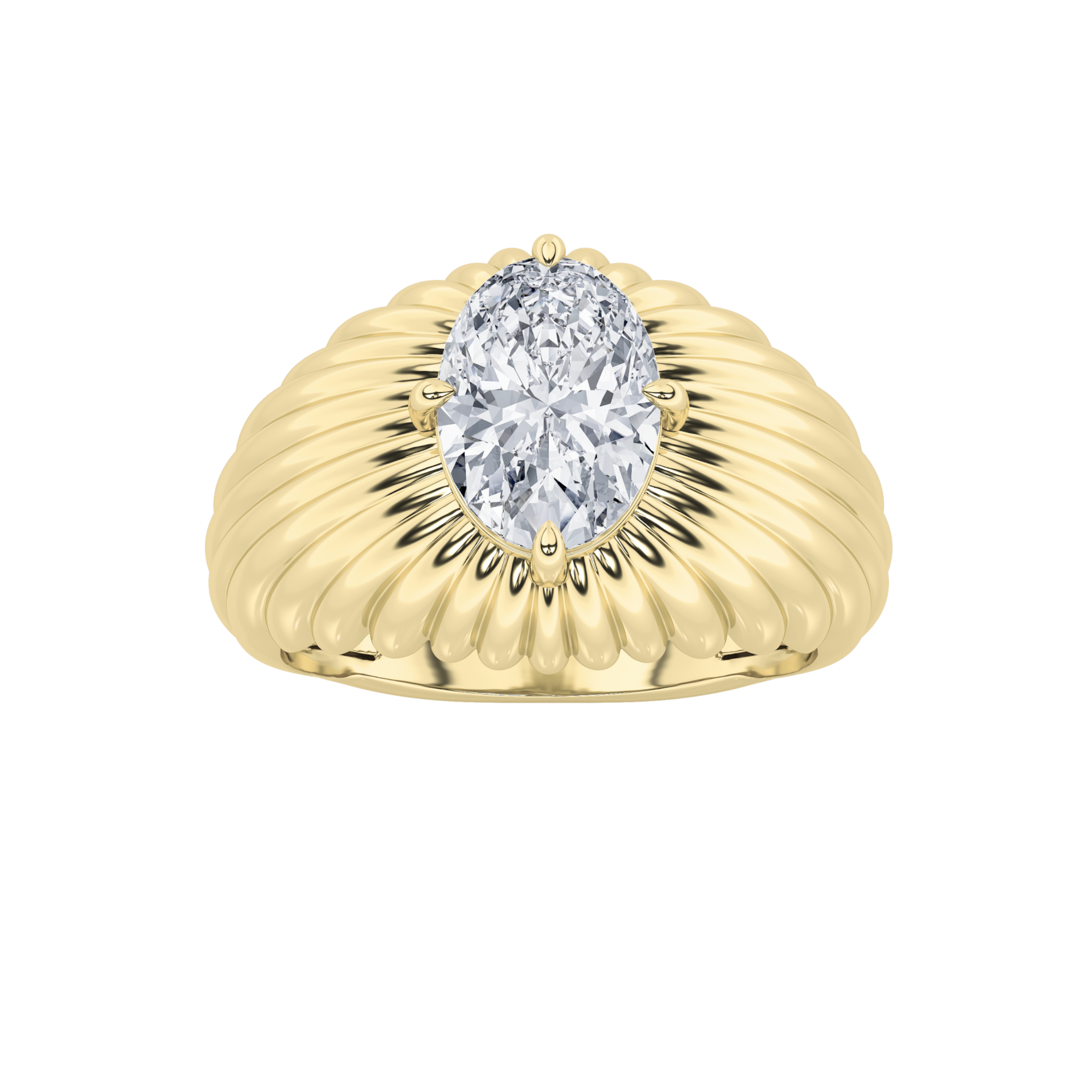 2.00 CT Oval Diamond Ring in 14K Yellow Gold