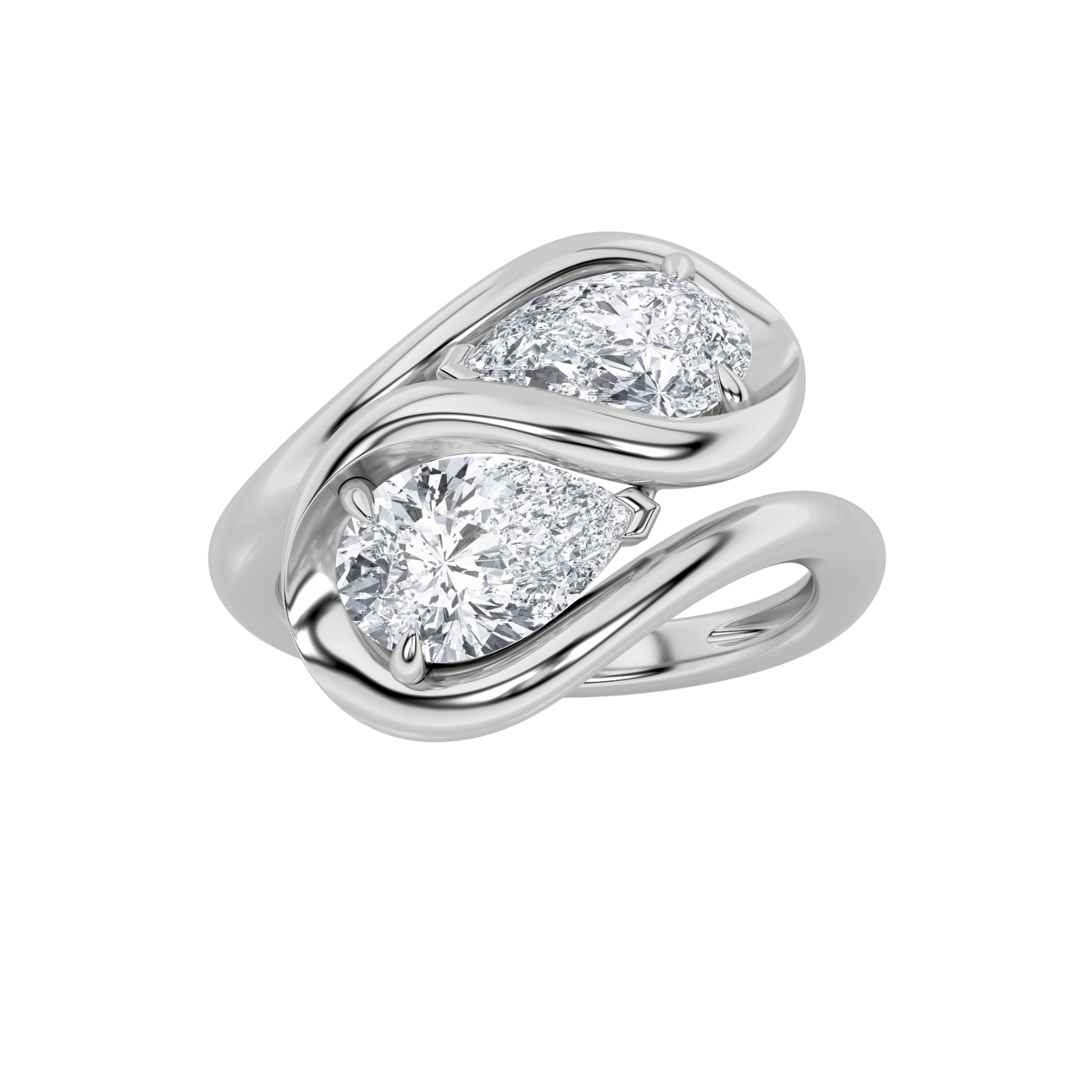 2.00 CT Pear Diamond Ring in 14K White Gold