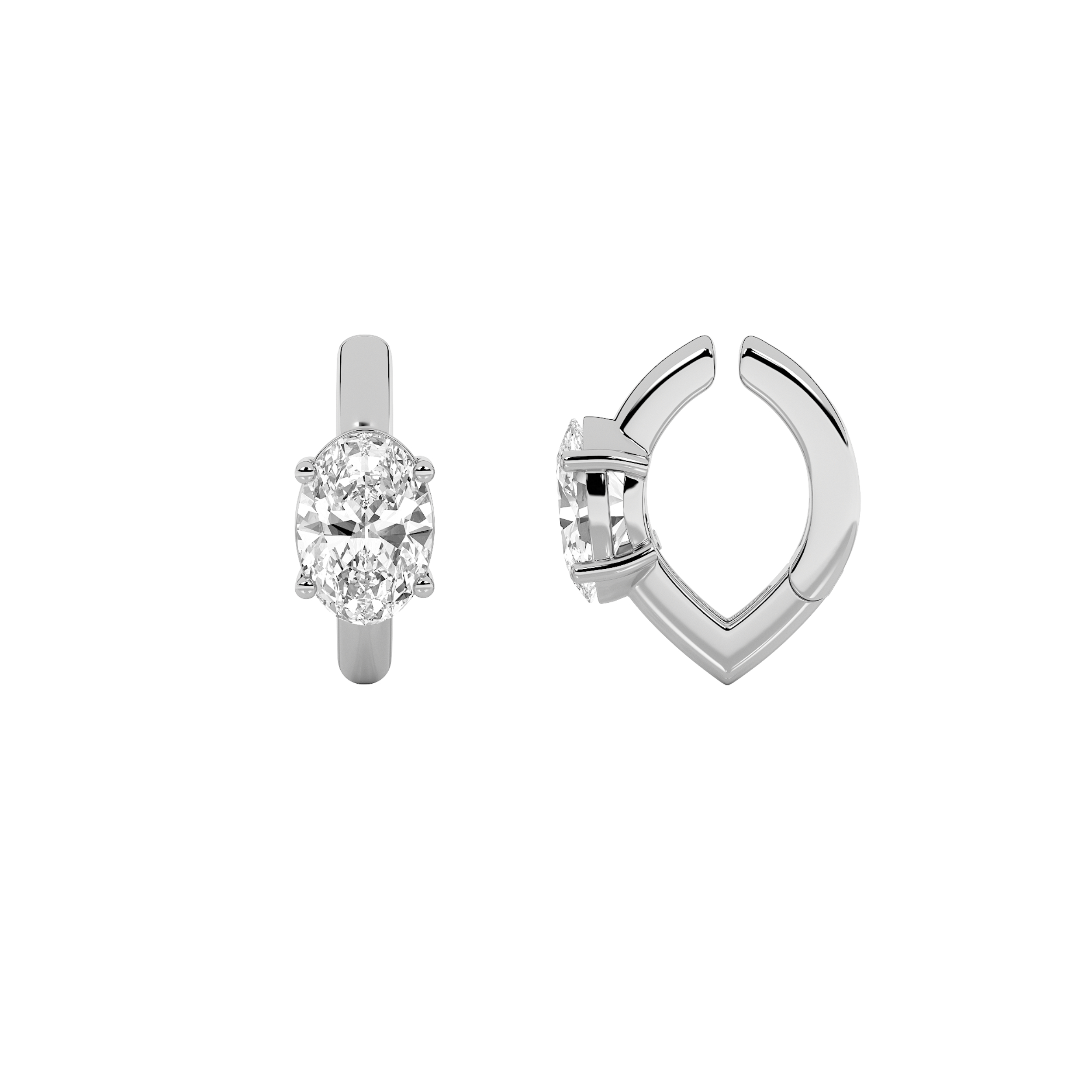 0.25 CT Oval Diamond Earring in 14K White Gold