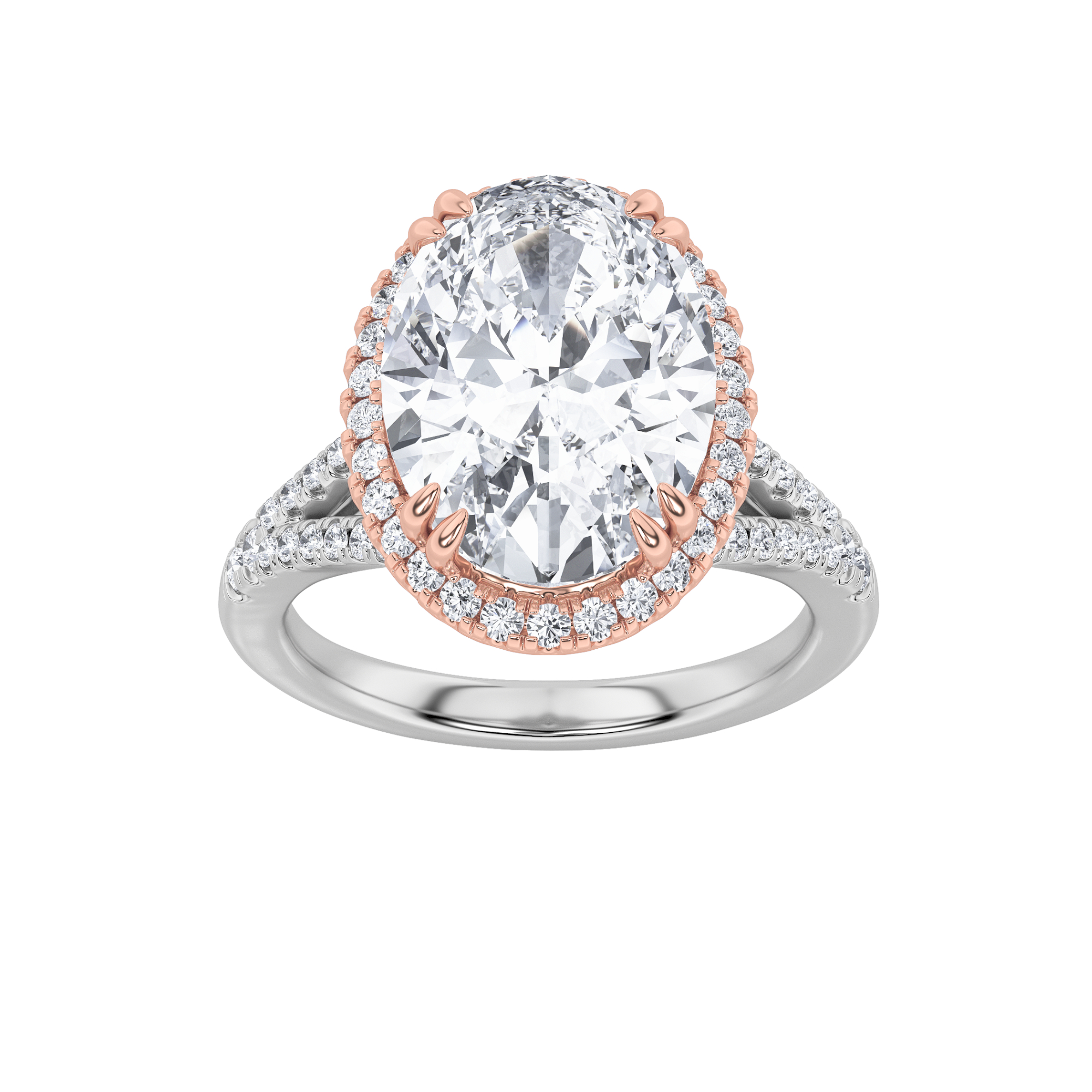 4.50 CT Oval Diamond Ring in 14K White Gold|14K Rose Gold
