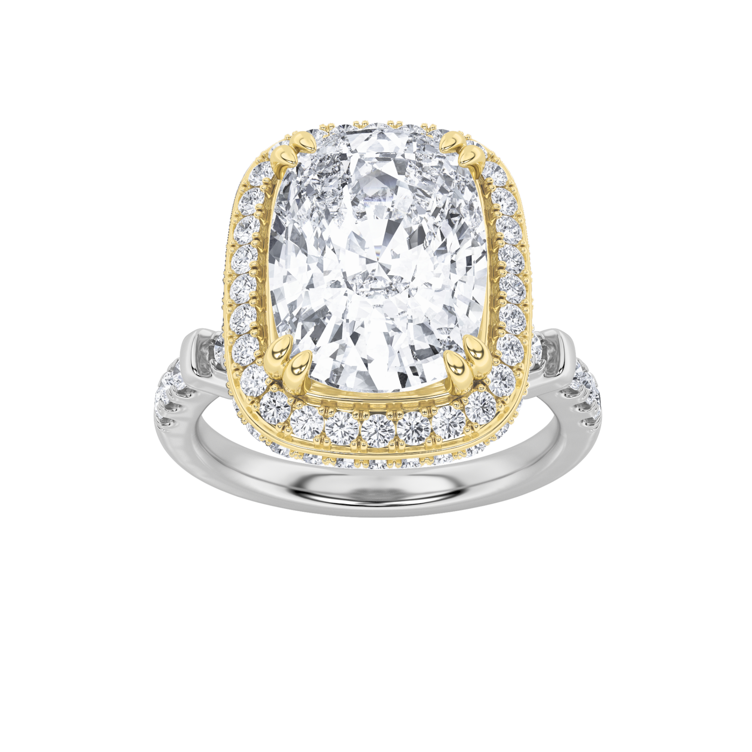 4.50 CT Cushion Diamond Ring in 14K White Gold|14K Yellow Gold