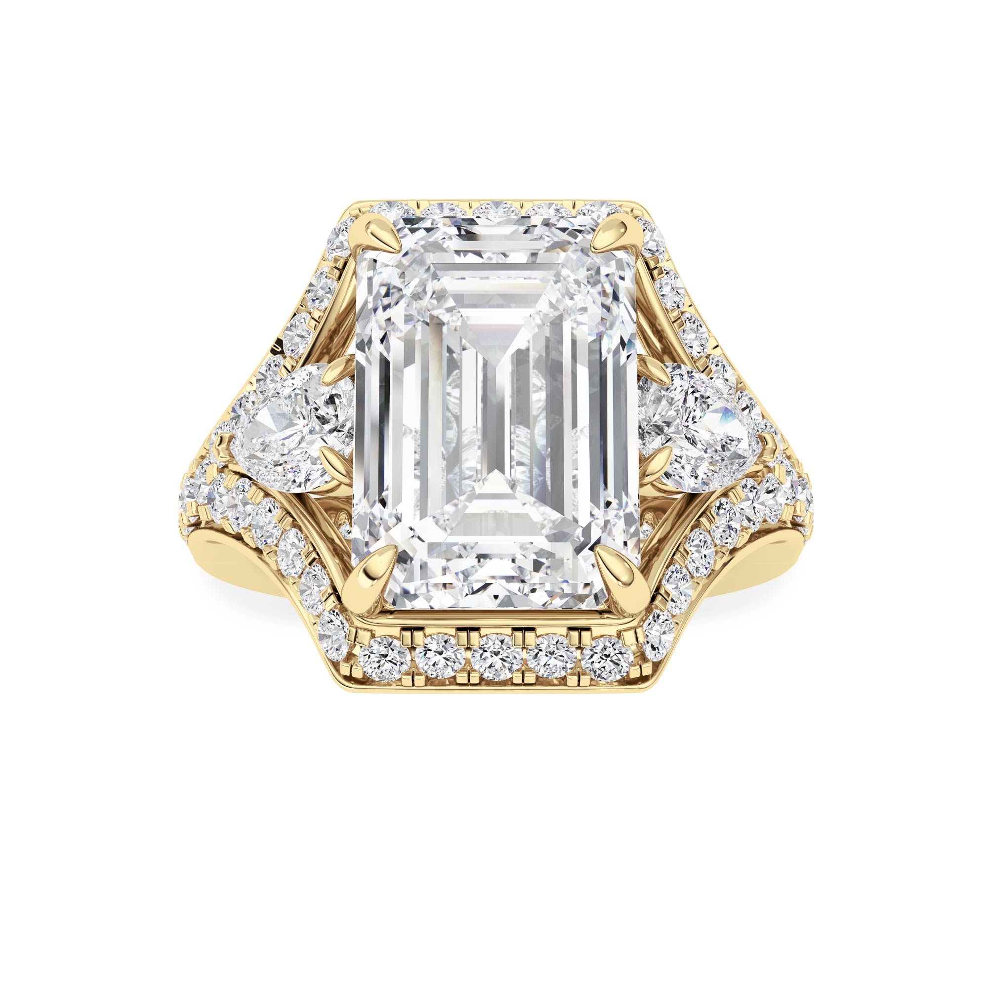 6.50 CT Emerald Diamond Ring in 14K Yellow Gold