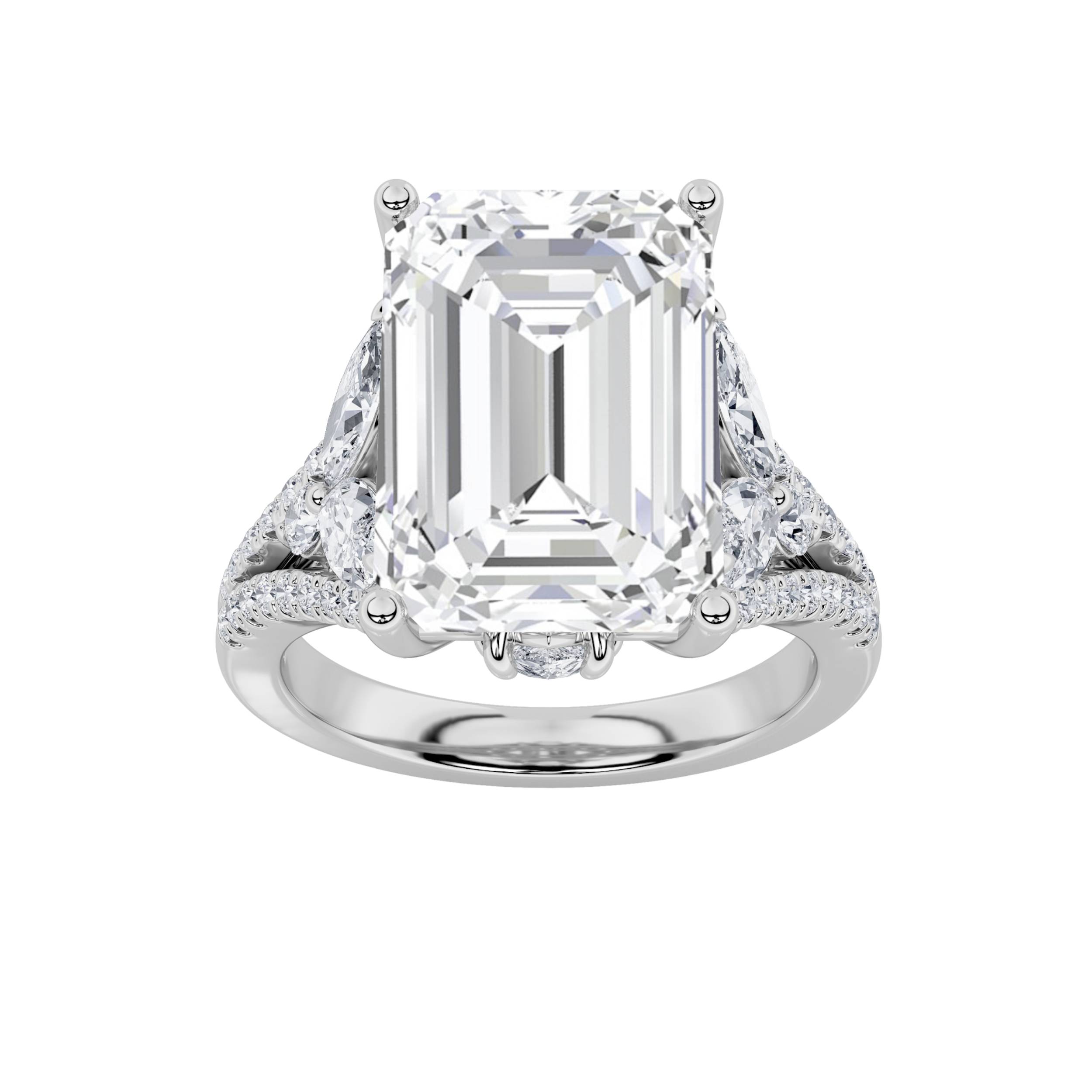 7.50 CT Radiant Diamond Ring in 14K White Gold