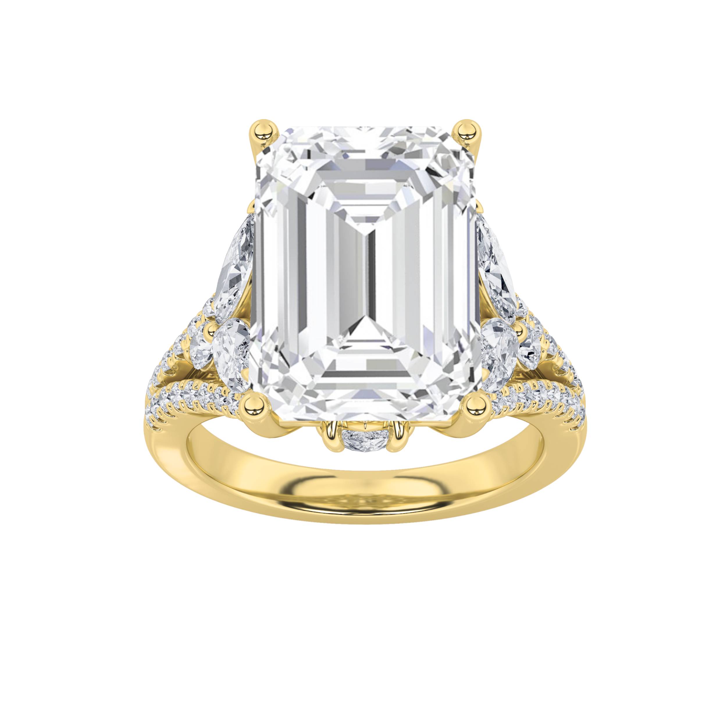 7.50 CT Radiant Diamond Ring in 14K Yellow Gold