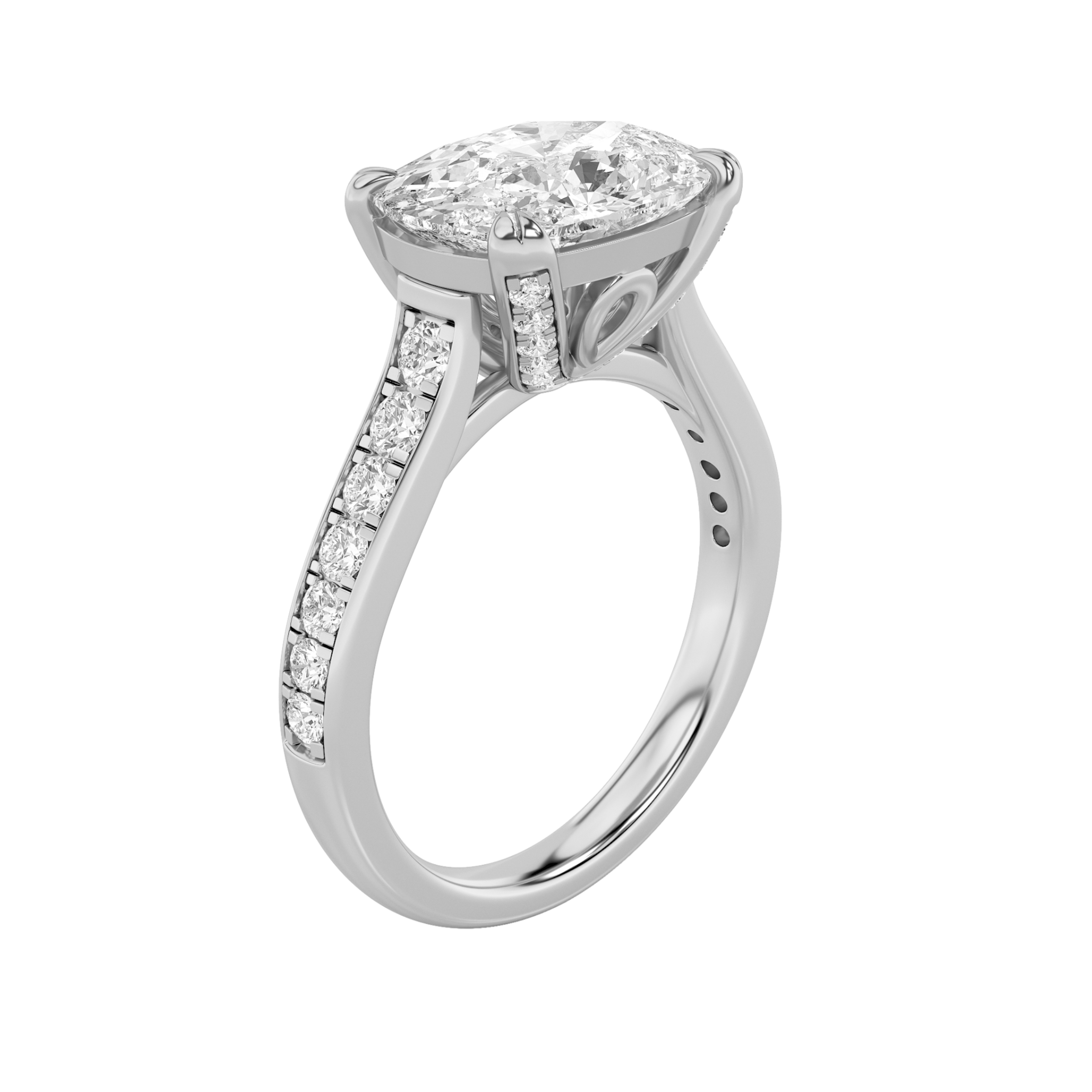 4.50 CT Cushion Diamond Ring in 14K White Gold