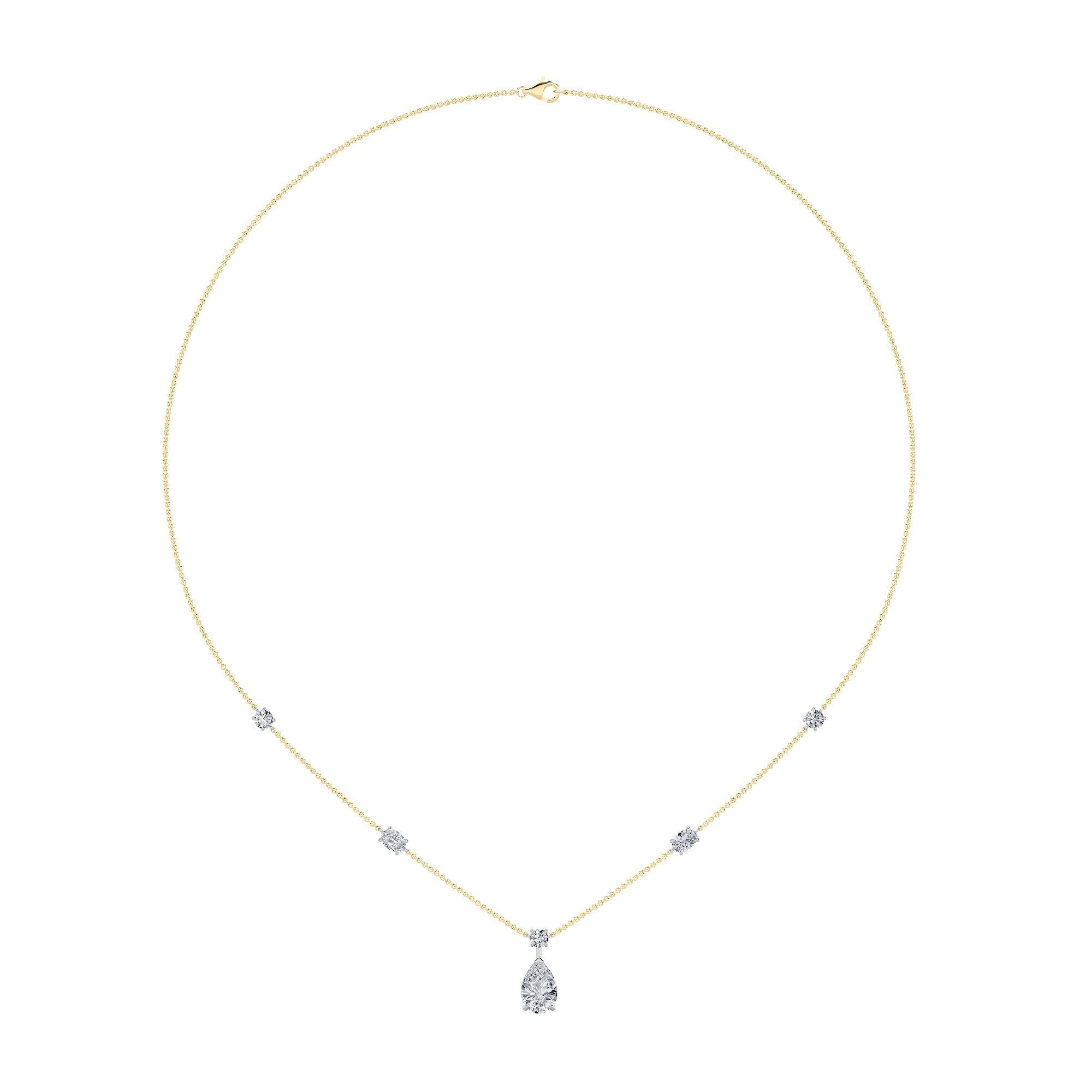 3.00 CT Pear Diamond Necklace in 14K Yellow Gold